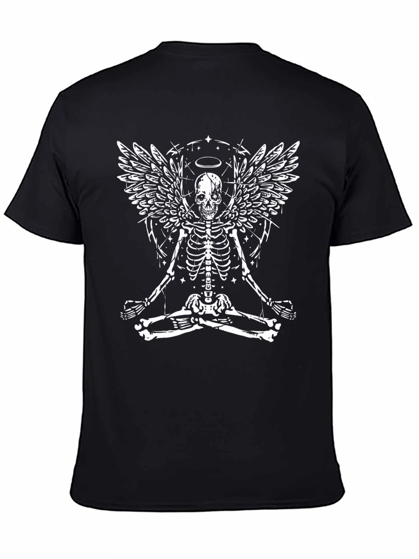 Black Skeleton Angel Wings T-Shirt