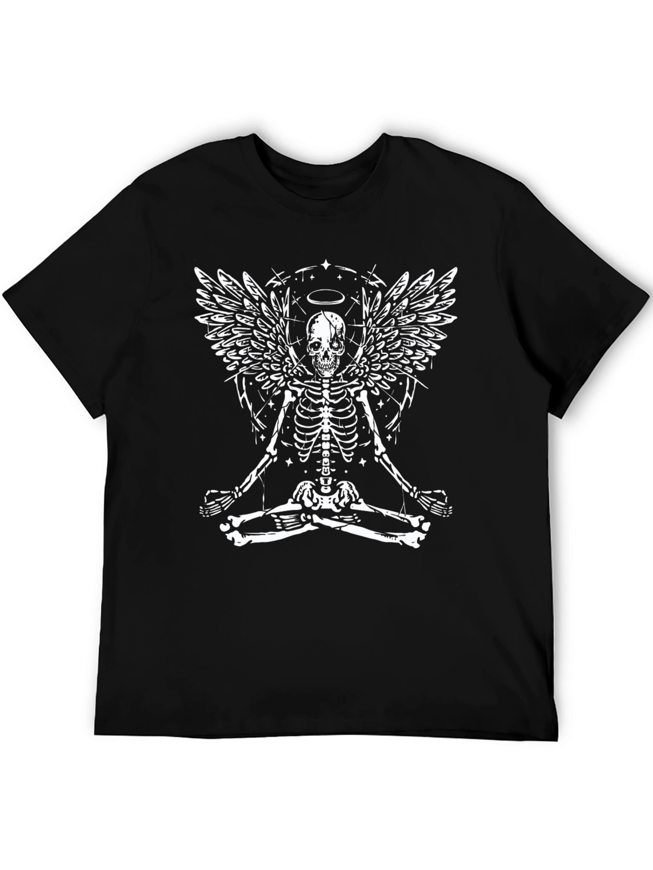 Black Skeleton Angel Wings T-Shirt