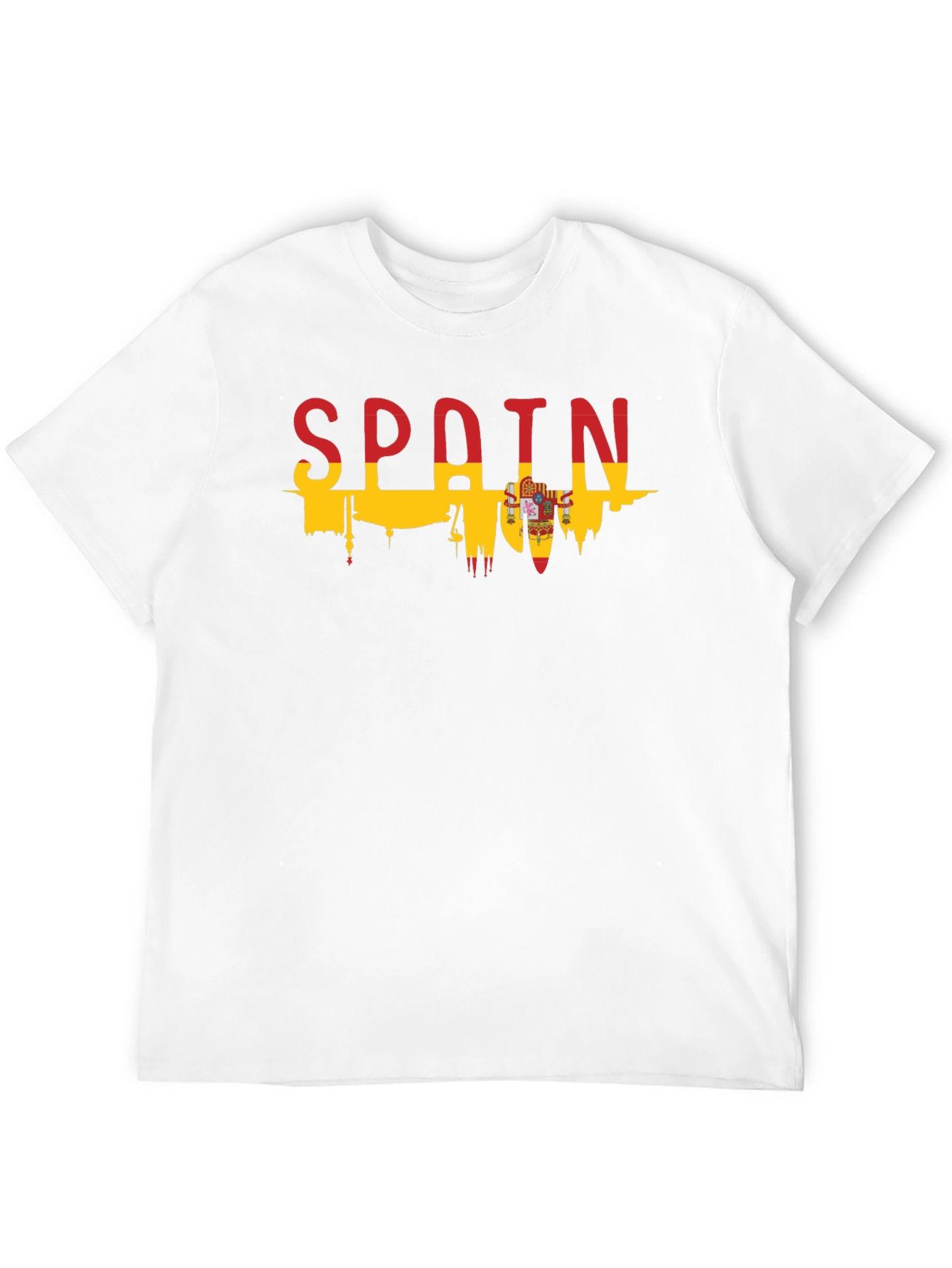 Spain Flag Skyline Graphic T-Shirt - Black