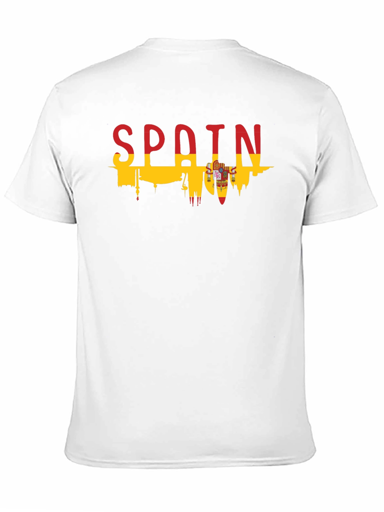 Spain Flag Skyline Graphic T-Shirt - Black
