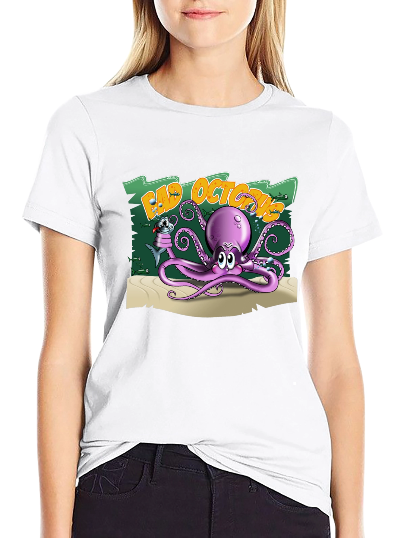 Bad Octopus Graphic T-Shirt - Black