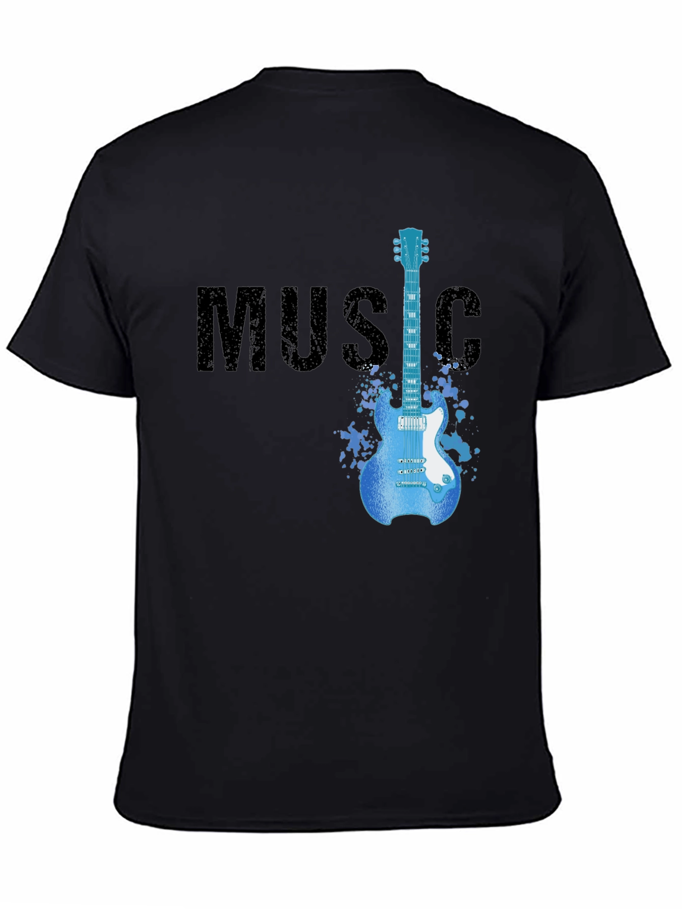 Music Guitar T-Shirt | Mens Black Graphic Tee