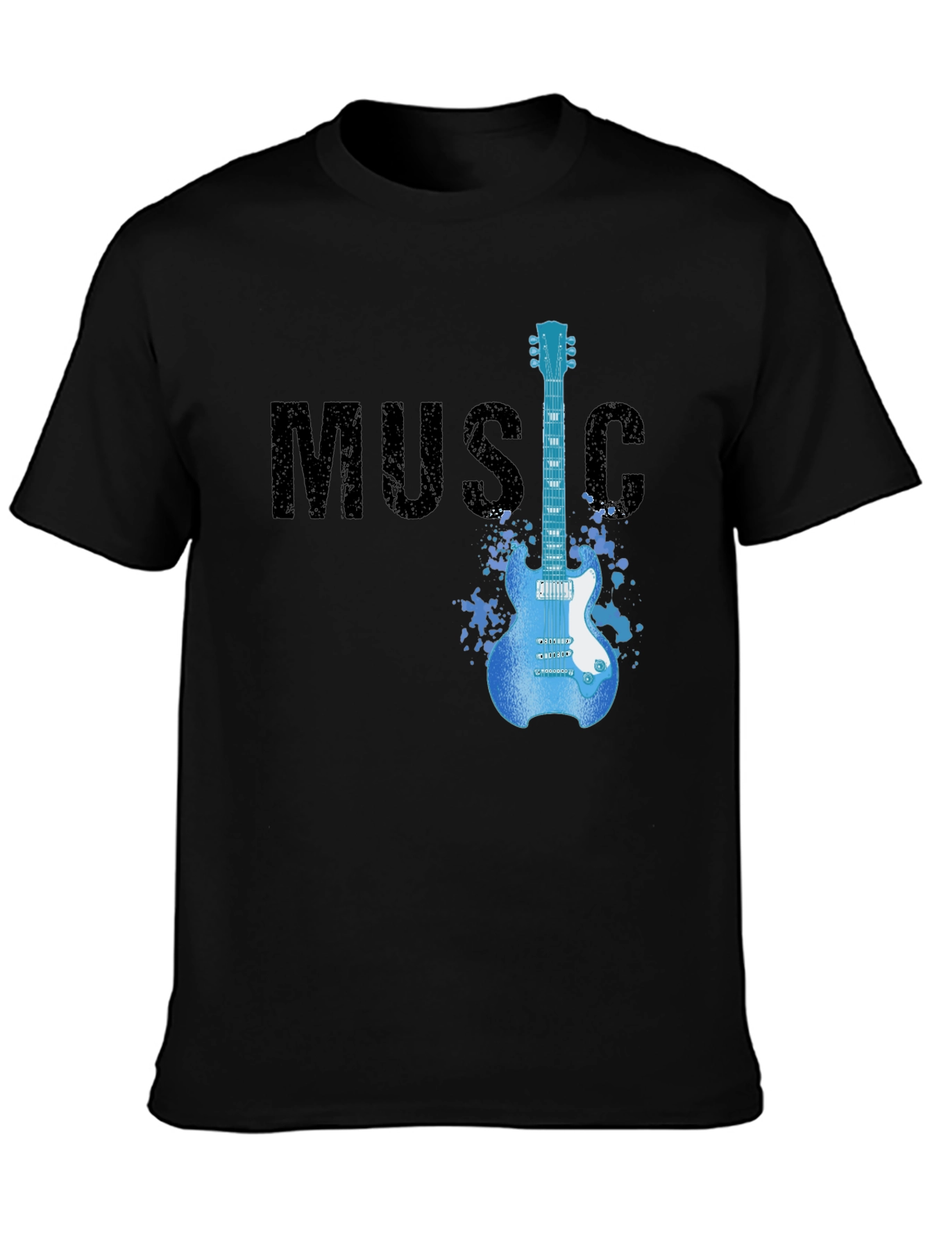 Music Guitar T-Shirt | Mens Black Graphic Tee