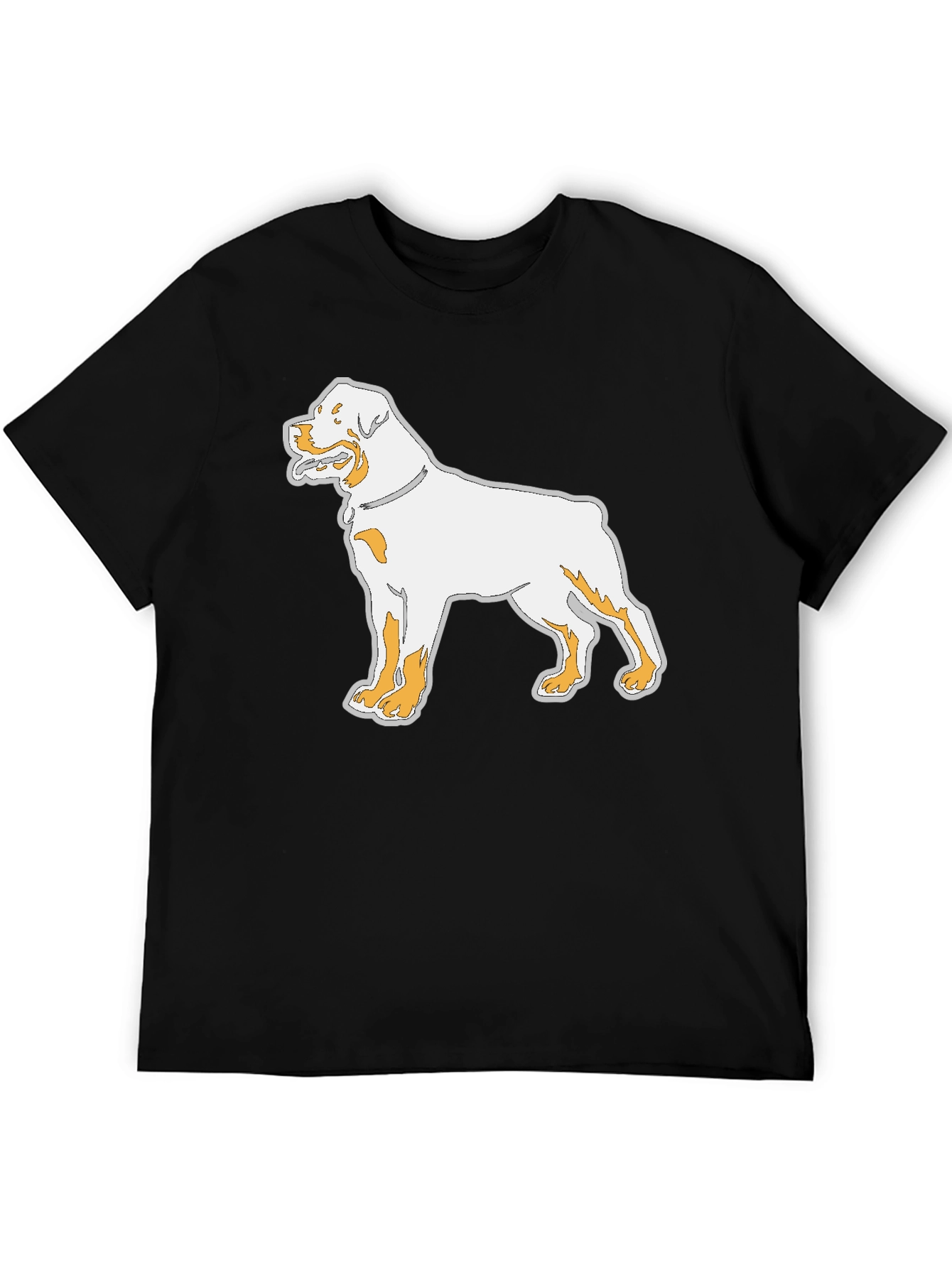 Rottweiler Dog Graphic Print Mens Black T-Shirt