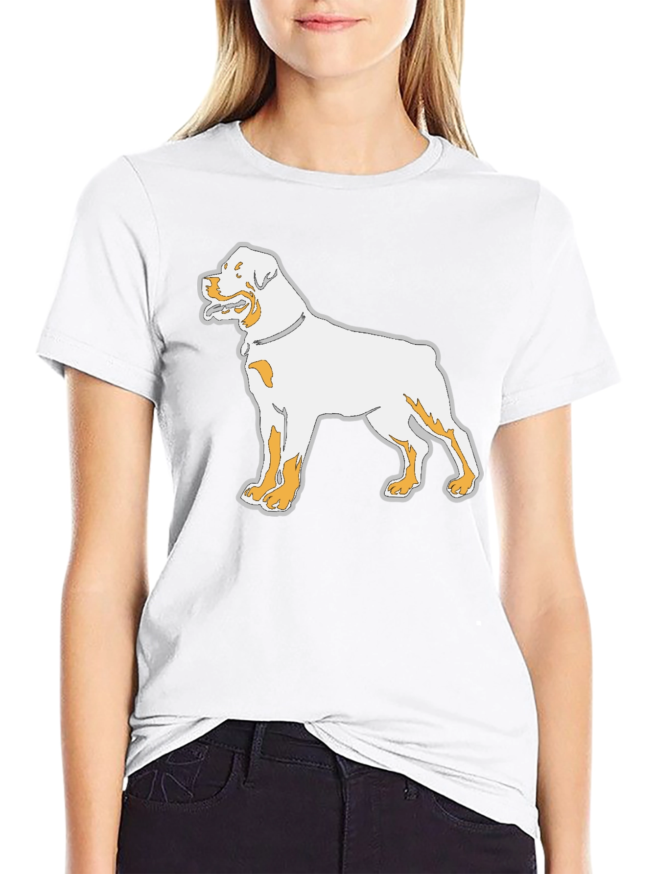 Rottweiler Dog Graphic Print Mens Black T-Shirt
