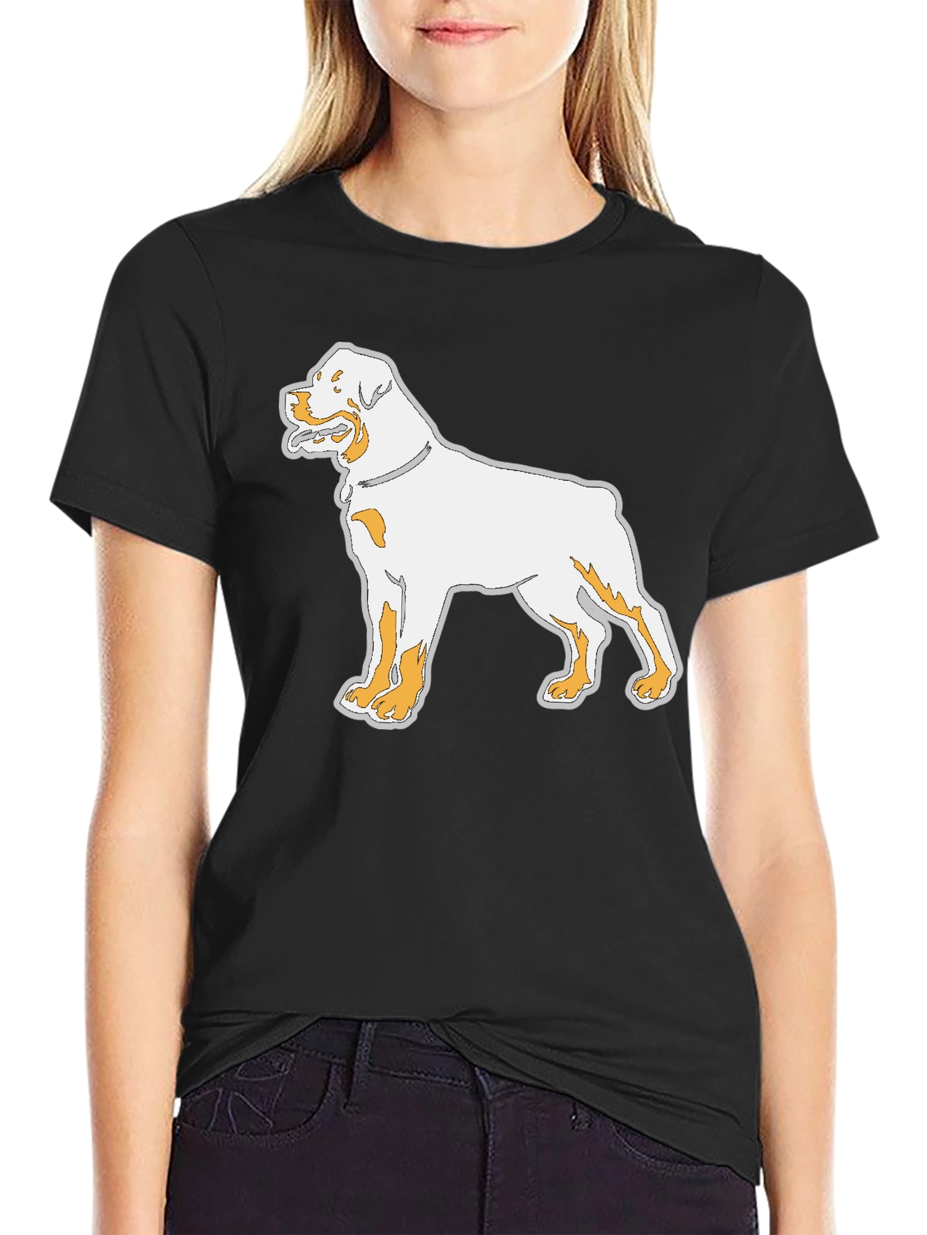 Rottweiler Dog Graphic Print Mens Black T-Shirt