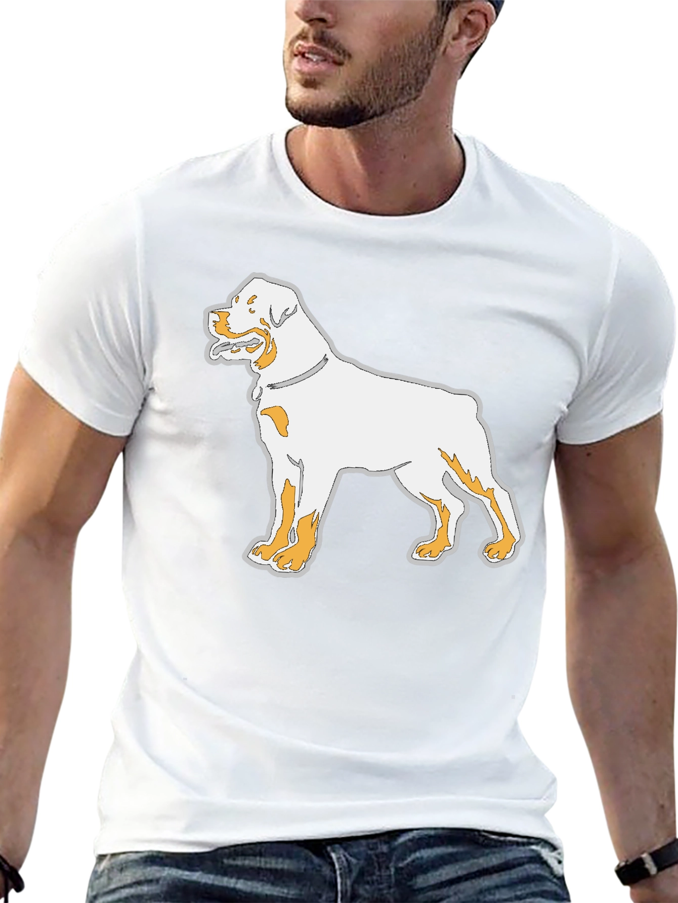 Rottweiler Dog Graphic Print Mens Black T-Shirt