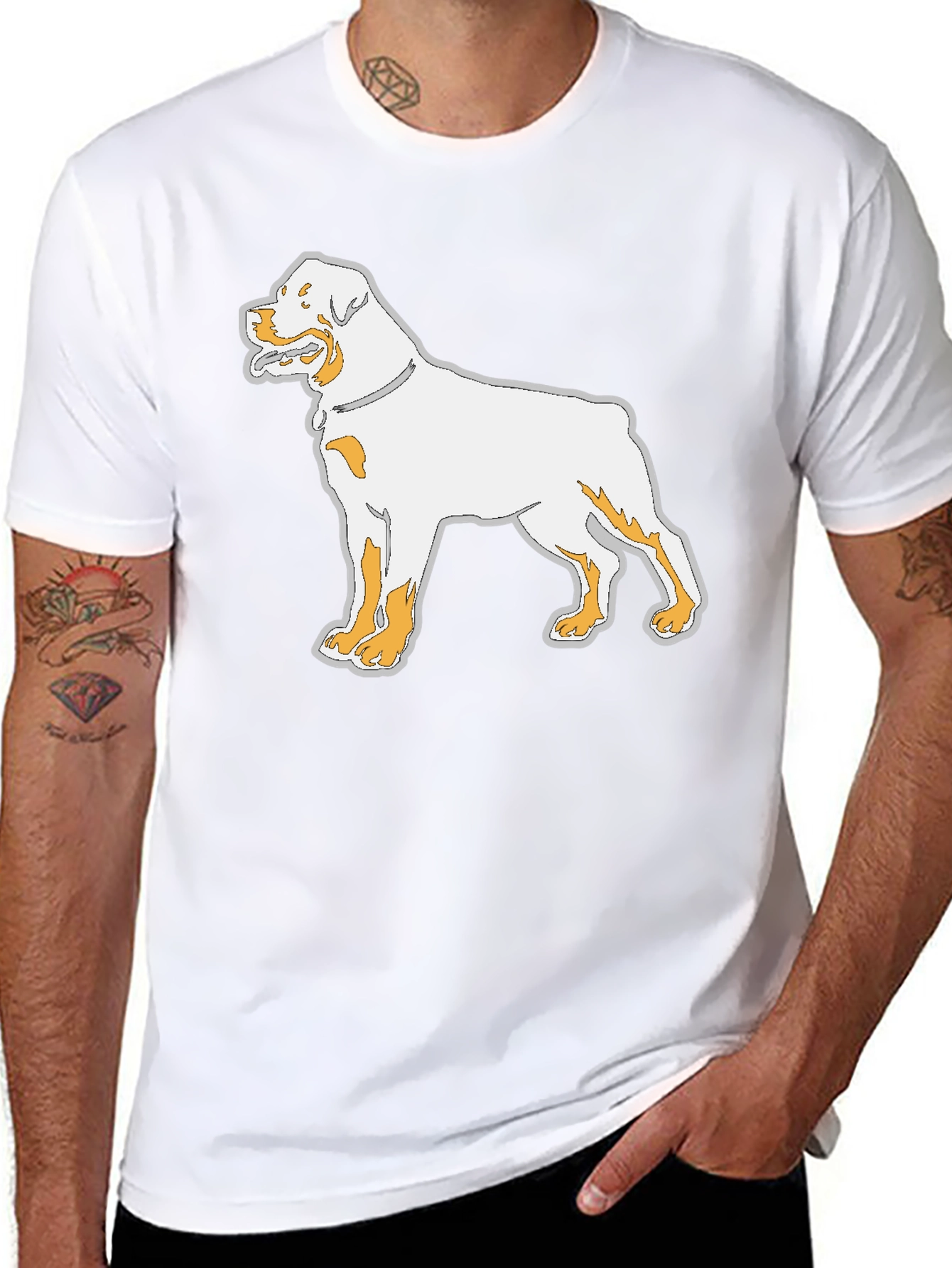 Rottweiler Dog Graphic Print Mens Black T-Shirt