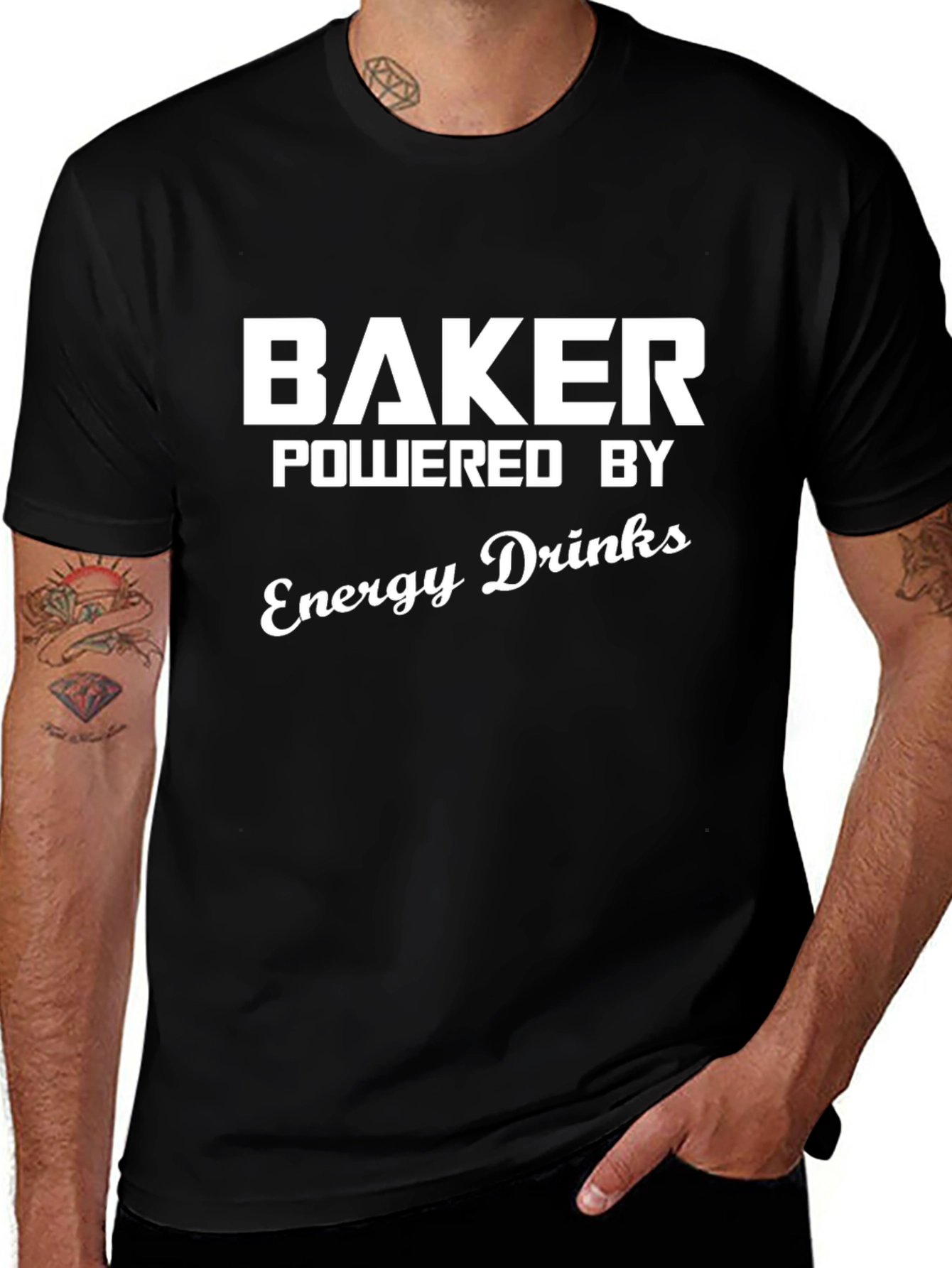 Baker Powered By Energy Drinks Black T-Shirt