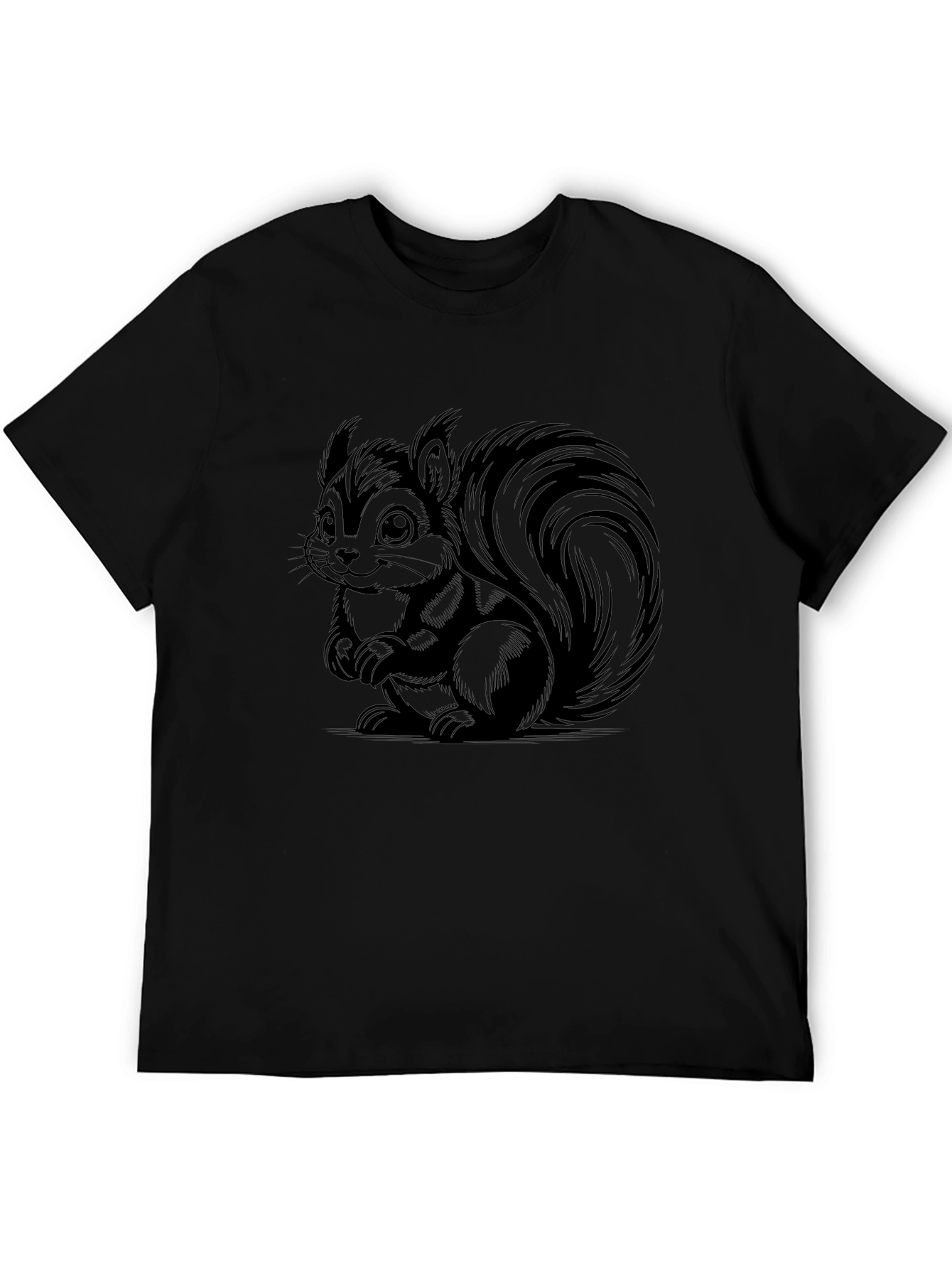 Cute Squirrel Graphic T-Shirt - Black