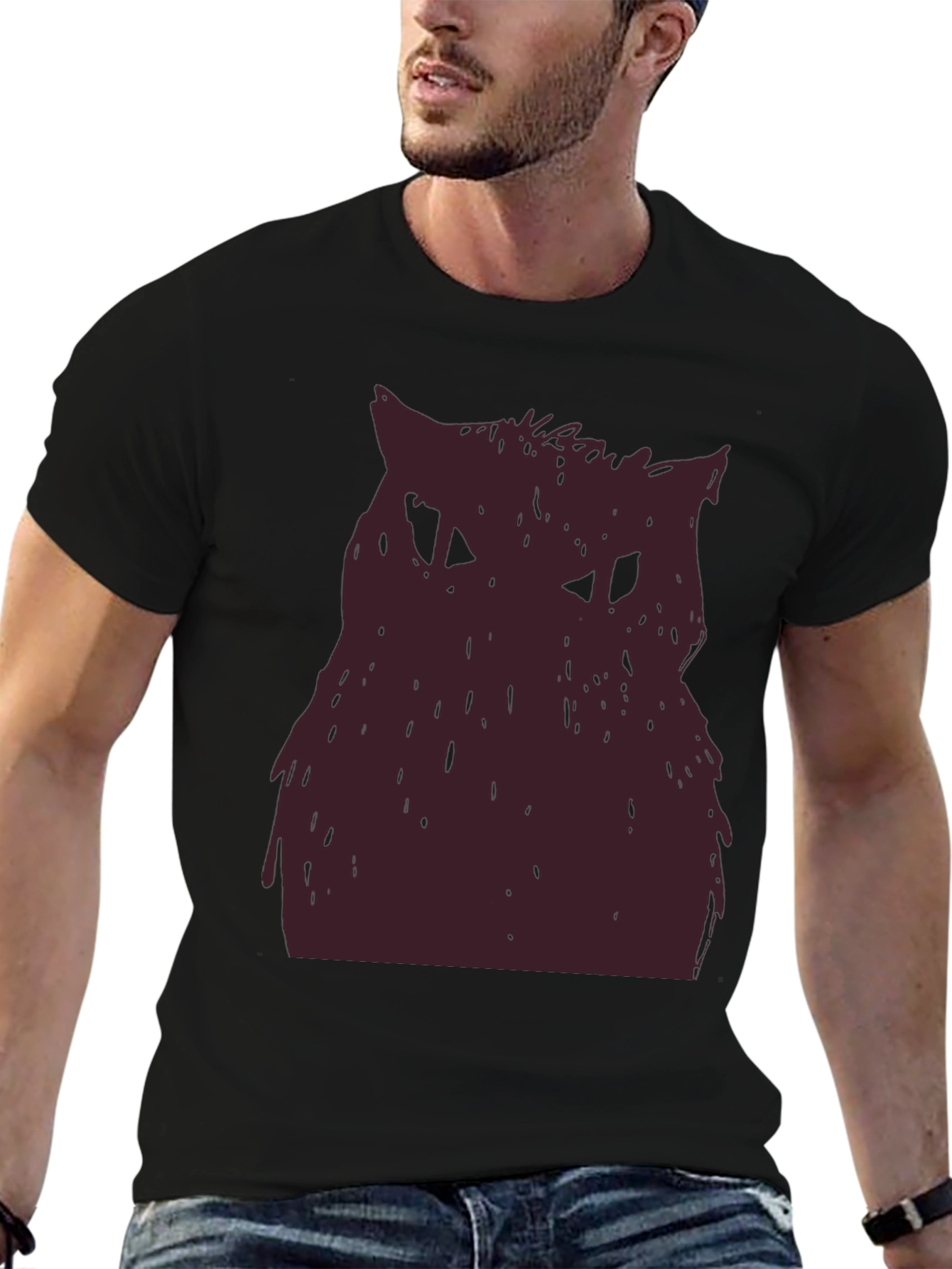 Owl Graphic Tee - Black Cotton T-Shirt