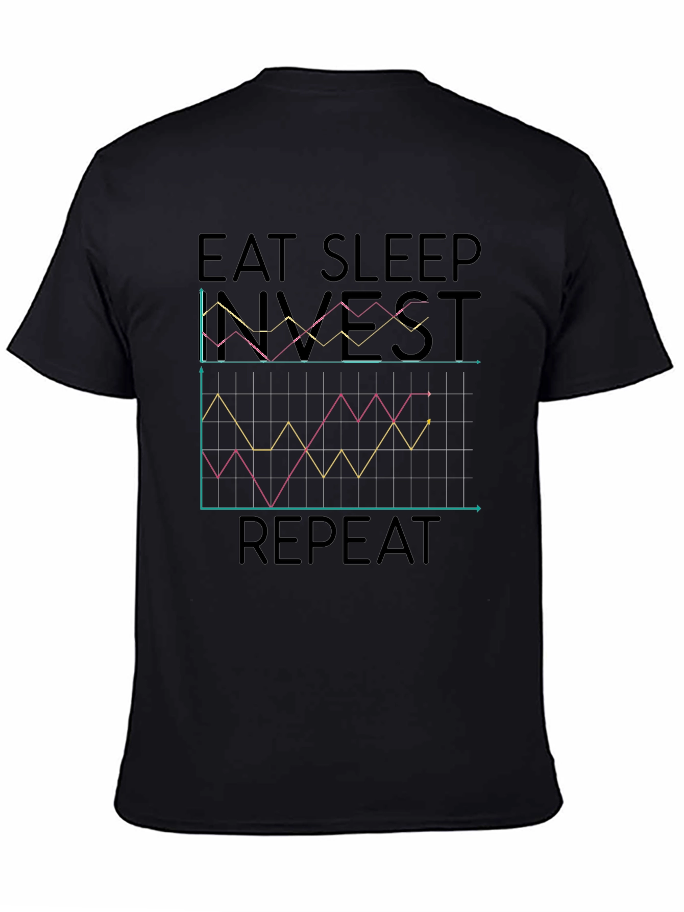 Eat Sleep Invest Repeat Black Graphic Tee