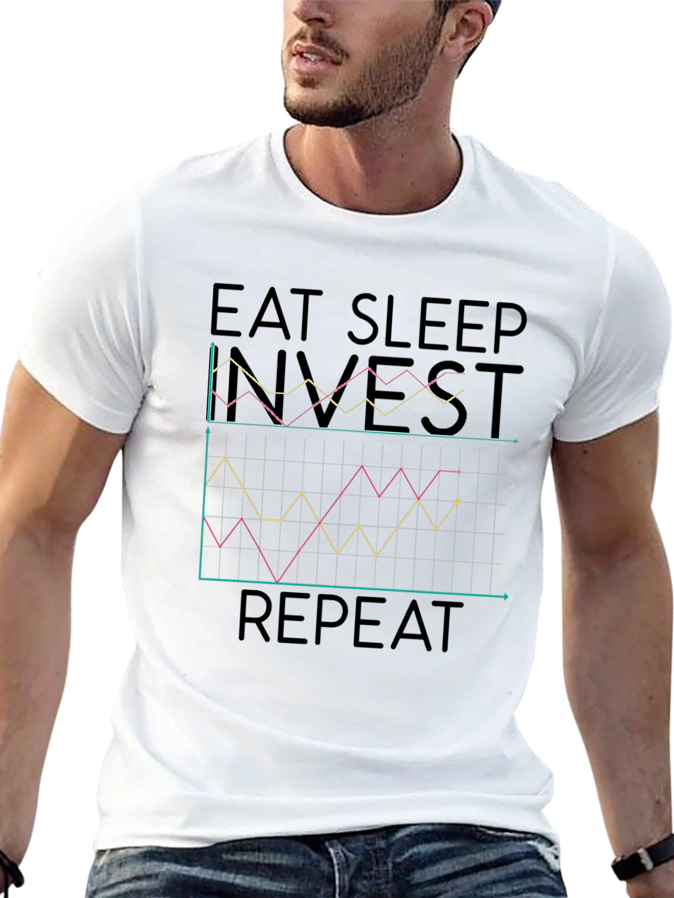 Eat Sleep Invest Repeat Black Graphic Tee