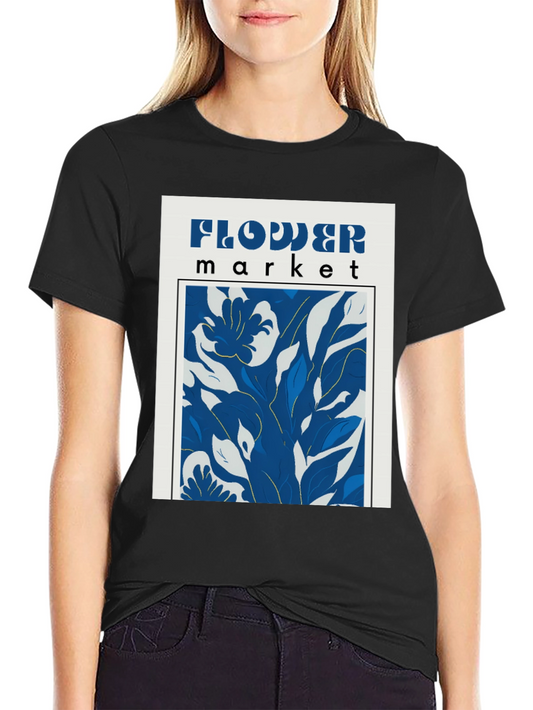 Flower Market Graphic Print Black T-Shirt