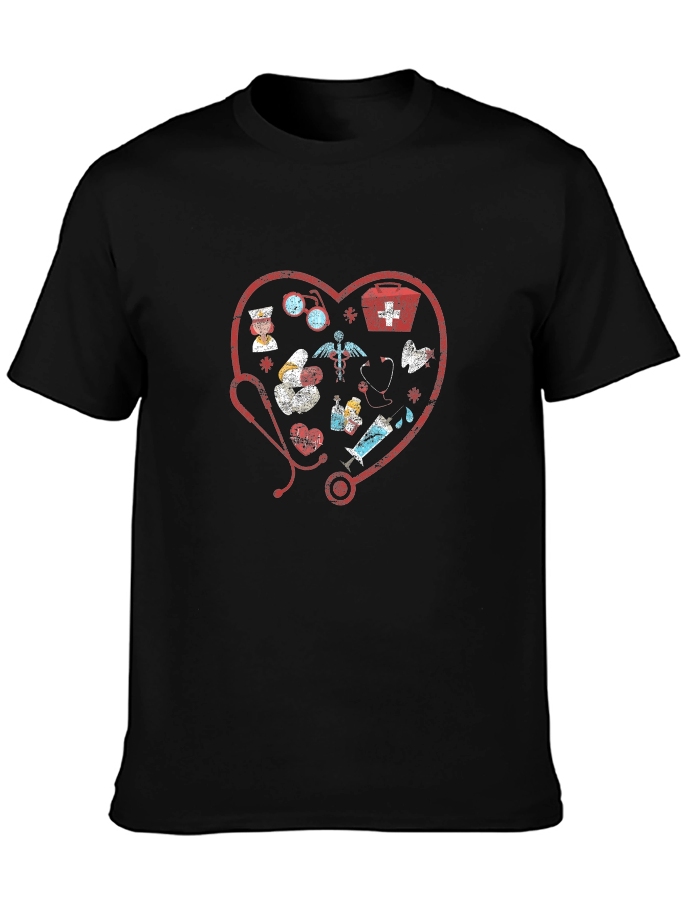 Medical Love Heart Graphic Tee - Black