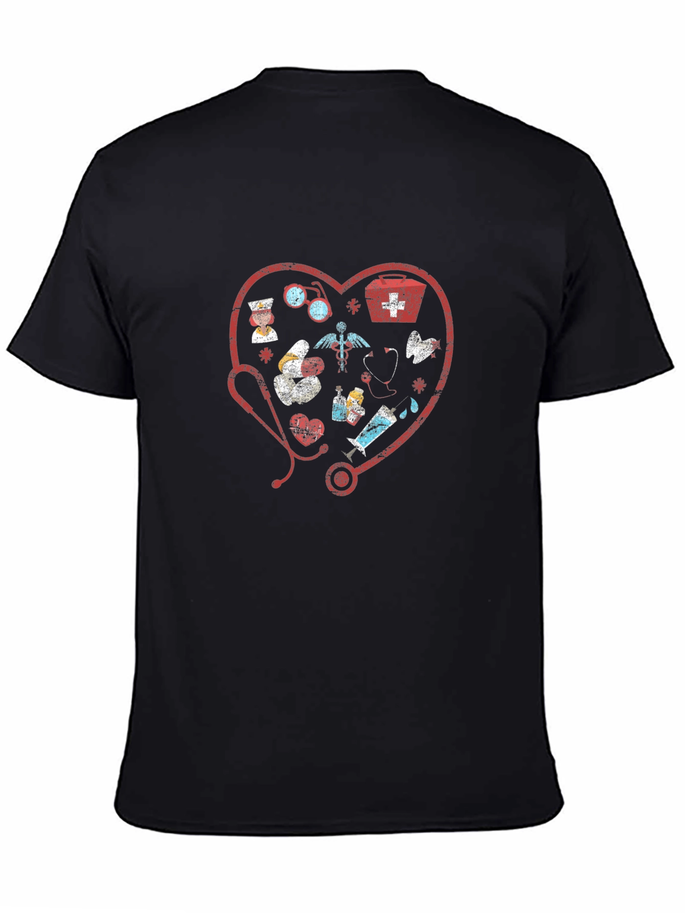Medical Love Heart Graphic Tee - Black