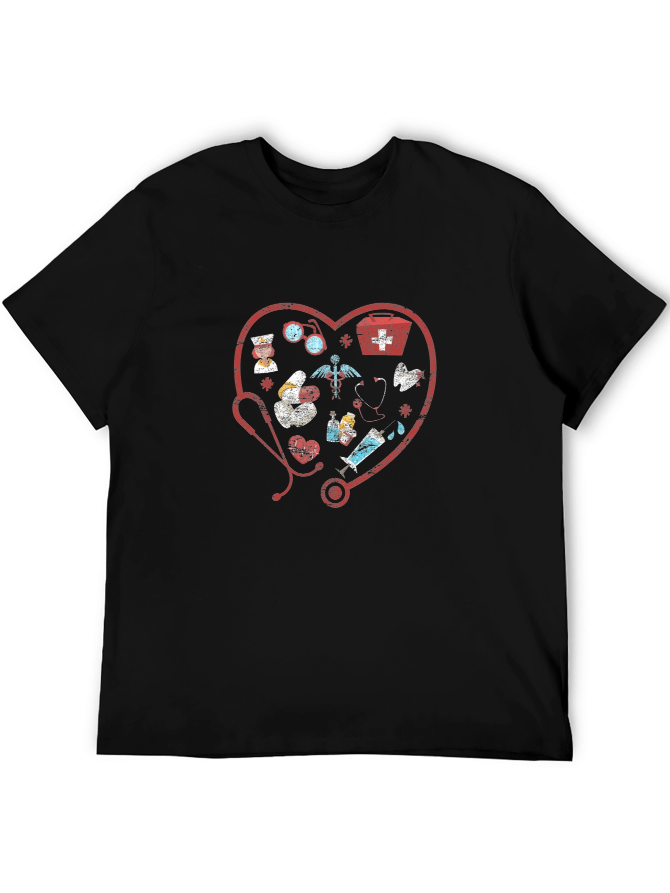 Medical Love Heart Graphic Tee - Black