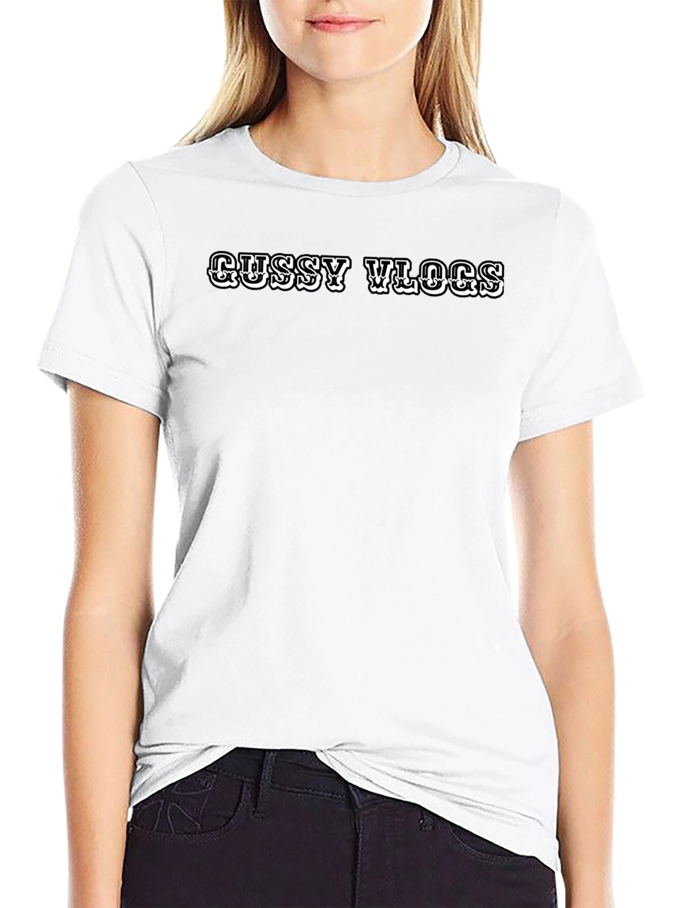 Gussy Vlogs Graphic Black T-Shirt