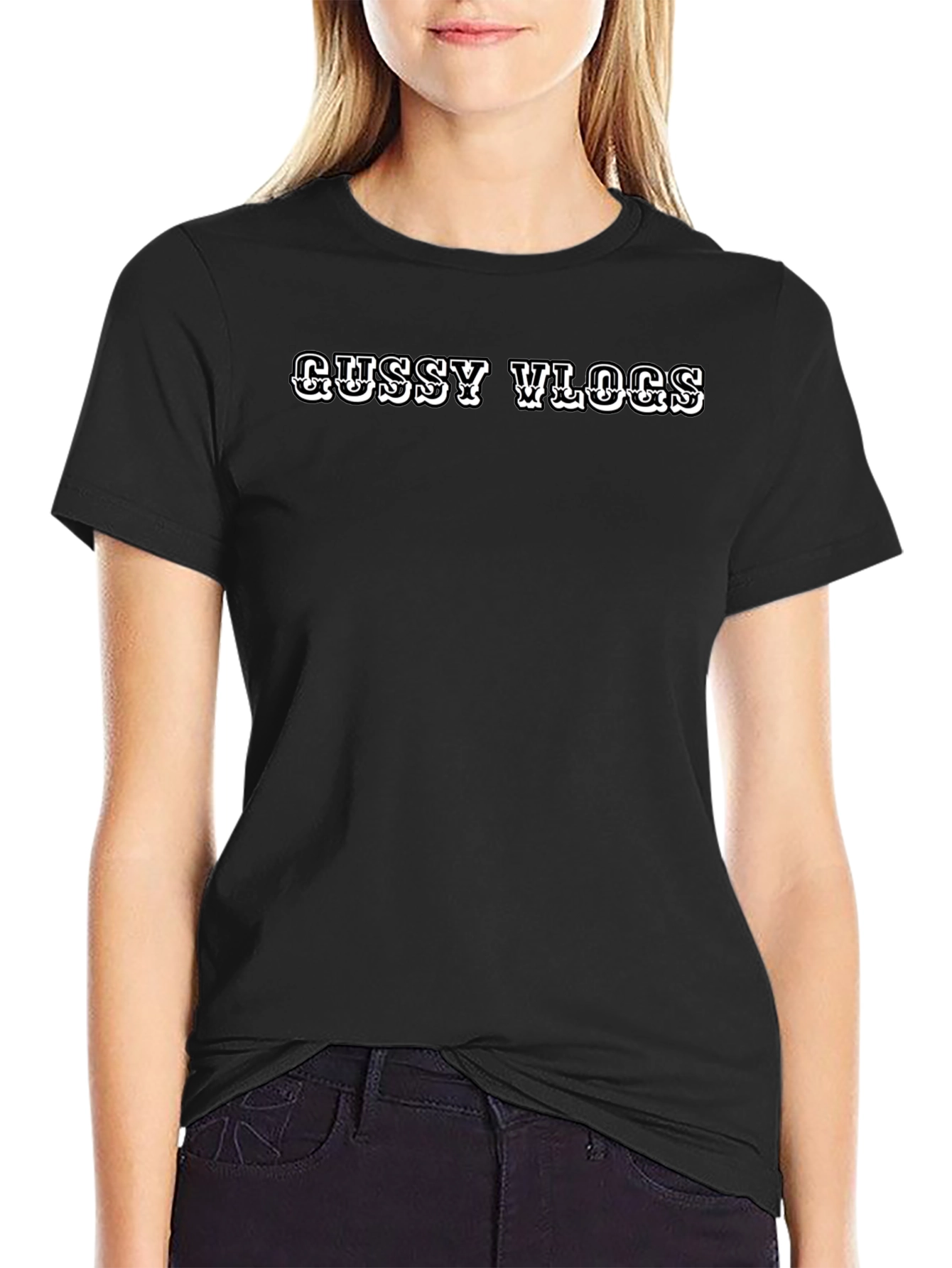 Gussy Vlogs Graphic Black T-Shirt
