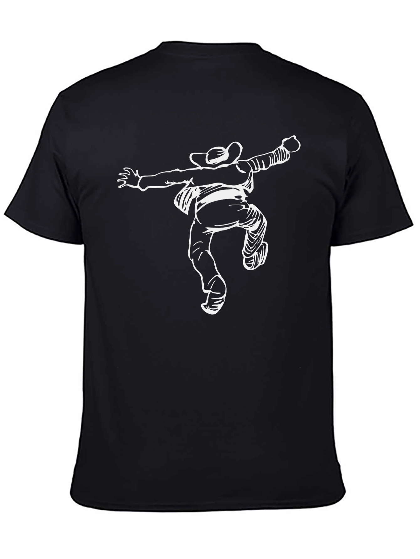 Black Graphic T-Shirt - Cowboy Dancing Print