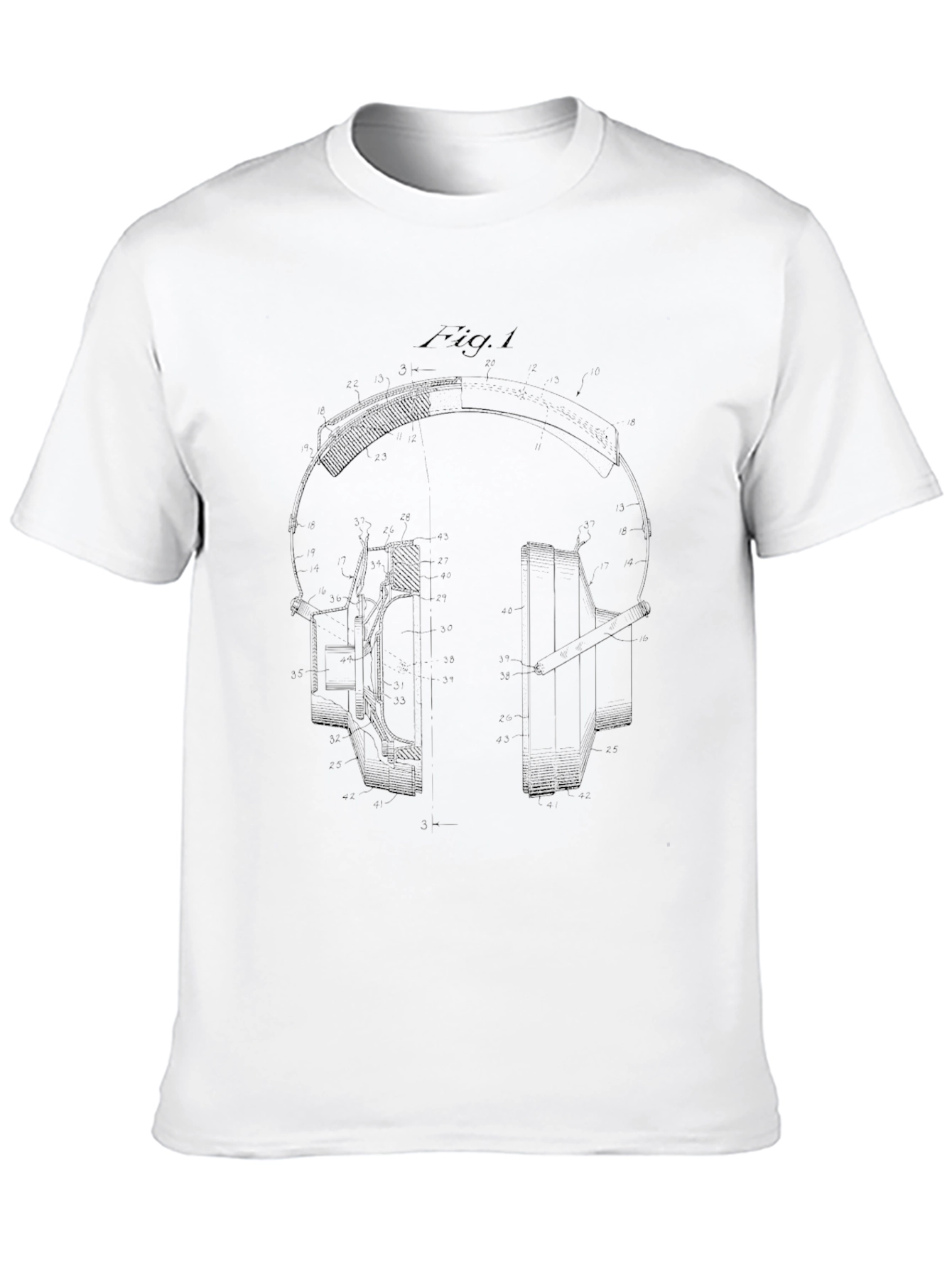 Headphone Blueprint Black T-Shirt