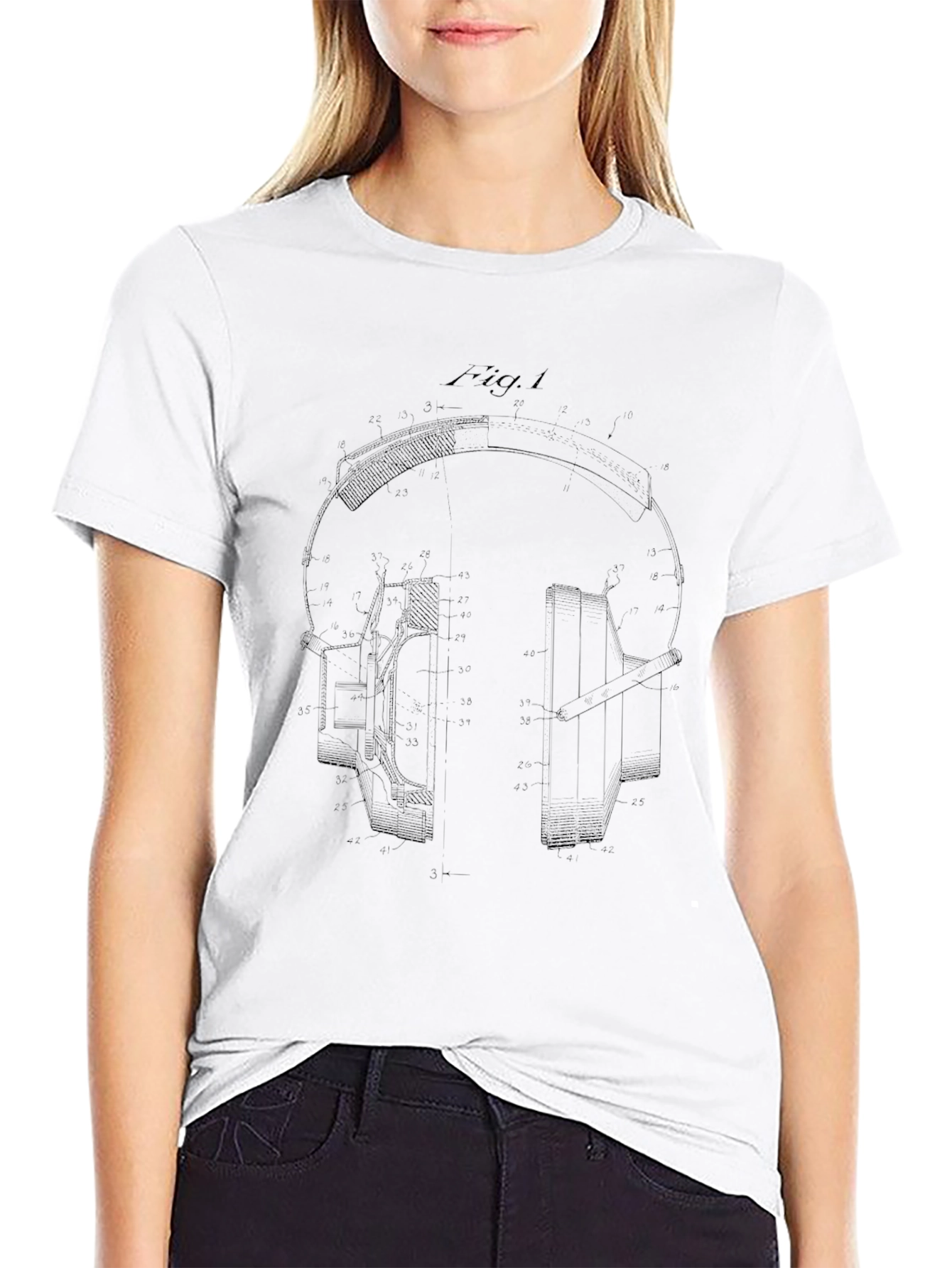 Headphone Blueprint Black T-Shirt