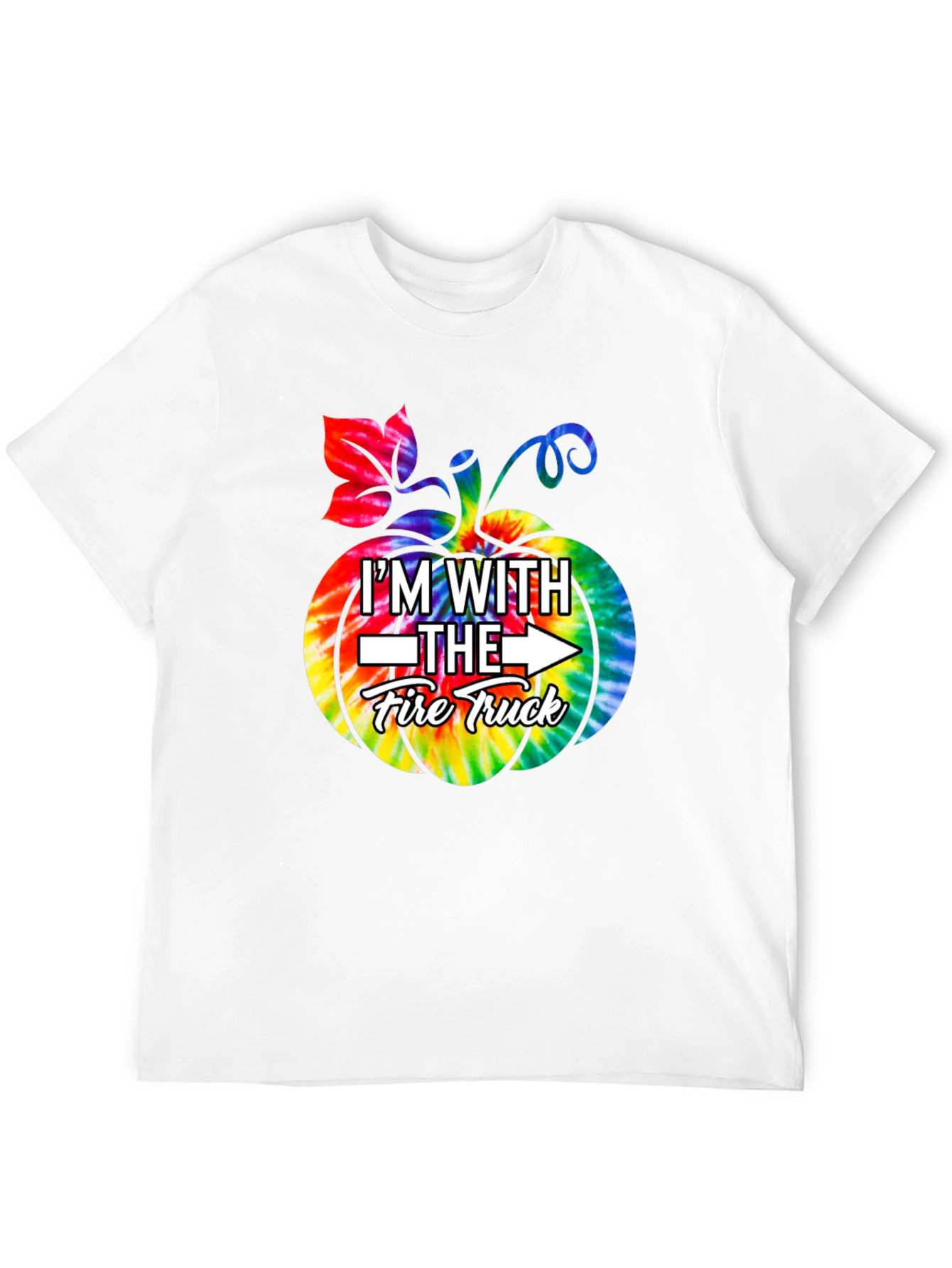 Im With The Fire Truck Pumpkin Tie-Dye Graphic T-Shirt