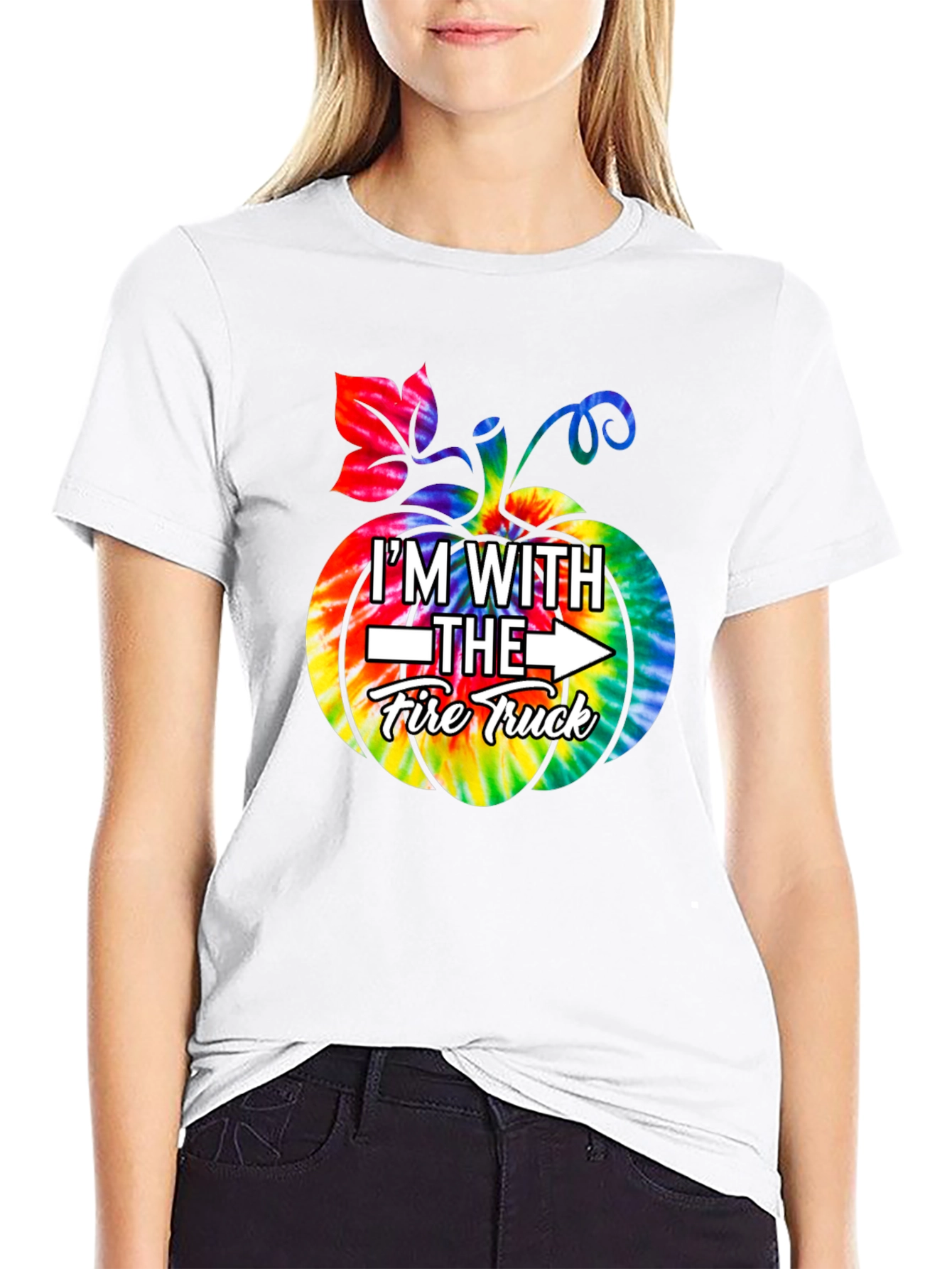 Im With The Fire Truck Pumpkin Tie-Dye Graphic T-Shirt