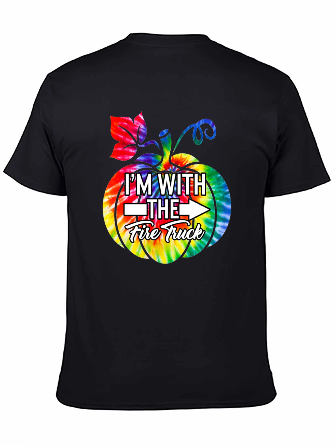 Im With The Fire Truck Pumpkin Tie-Dye Graphic T-Shirt
