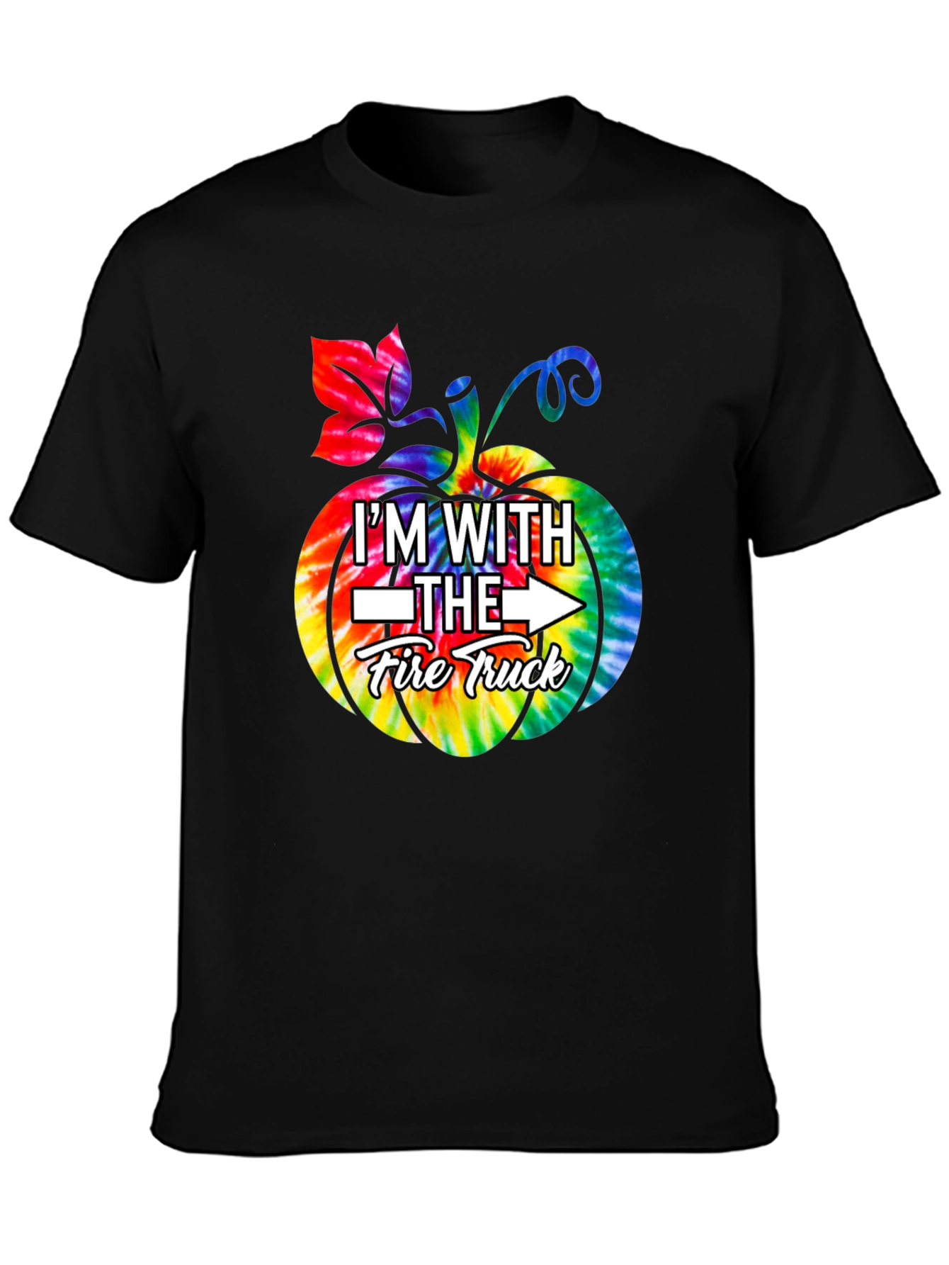 Im With The Fire Truck Pumpkin Tie-Dye Graphic T-Shirt