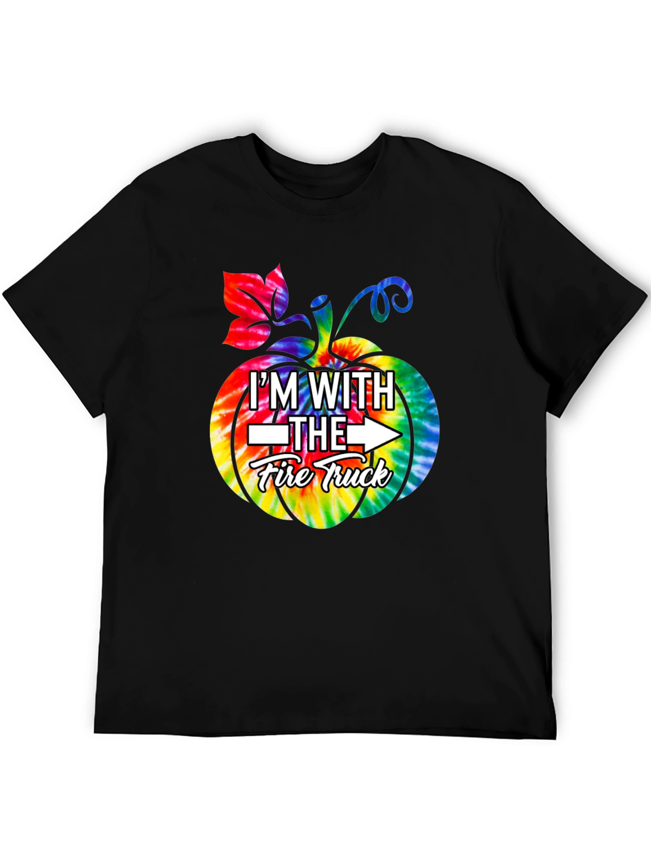 Im With The Fire Truck Pumpkin Tie-Dye Graphic T-Shirt