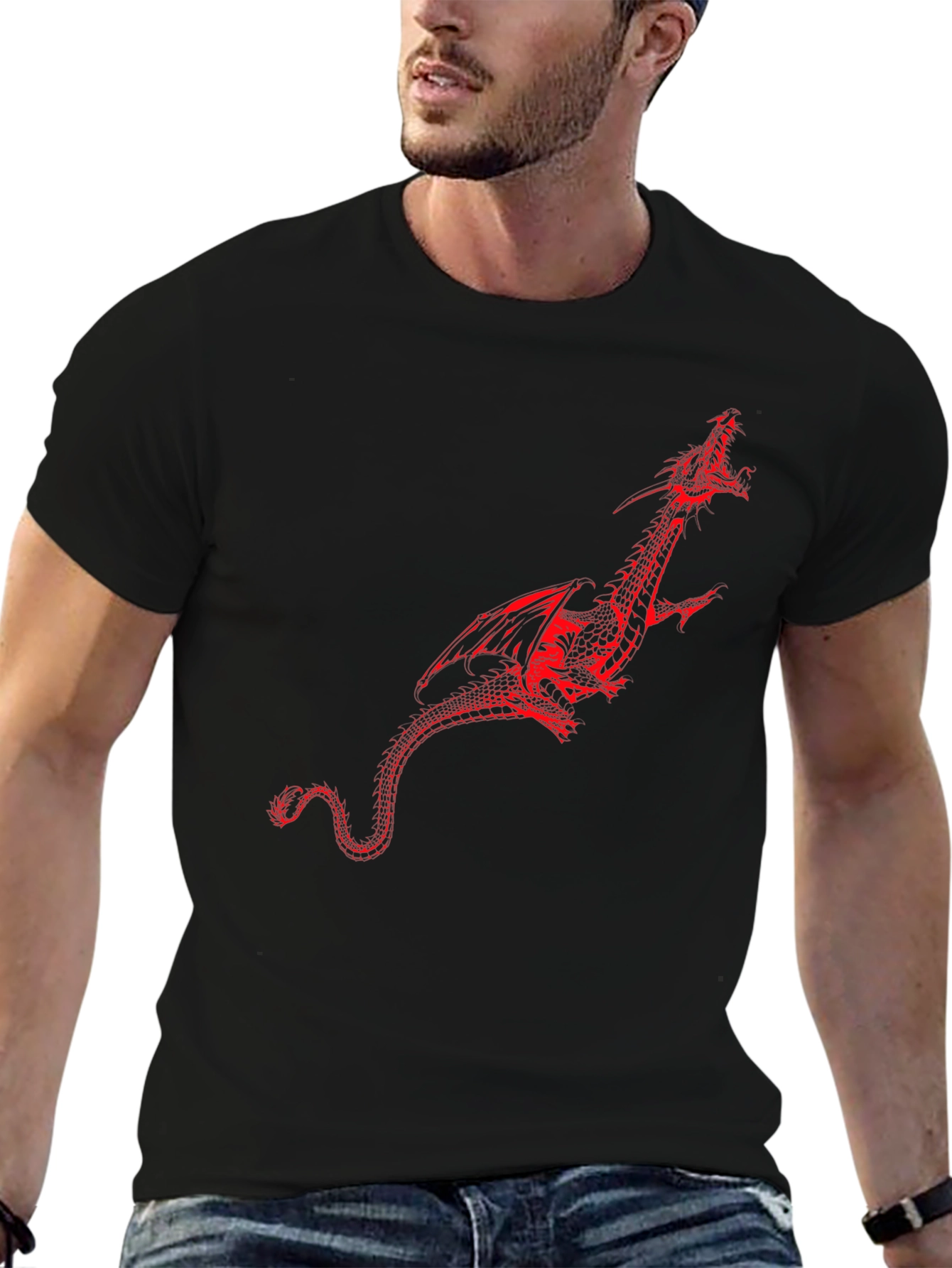 Red Dragon Graphic Black T-Shirt