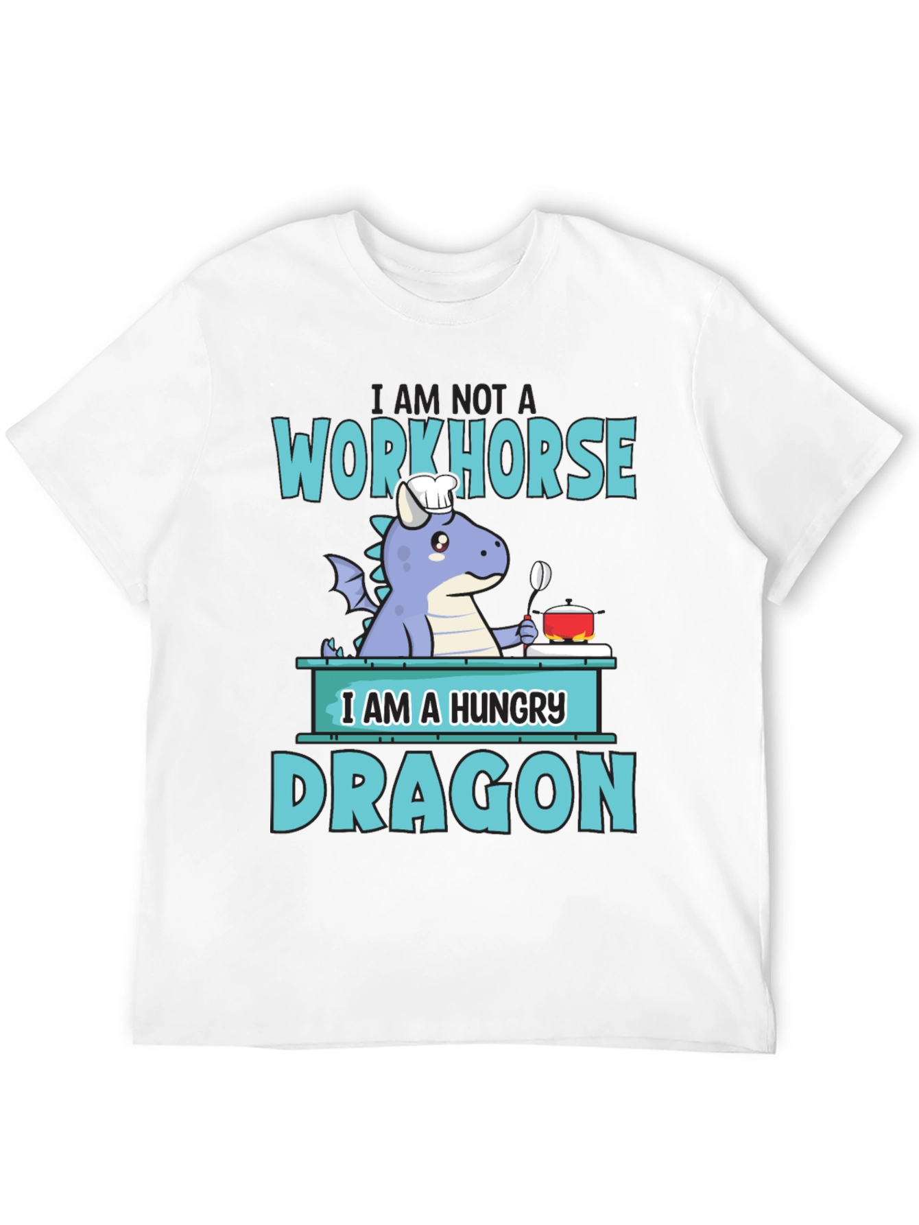 Hungry Dragon Chef T-Shirt Funny Novelty Graphic Tee