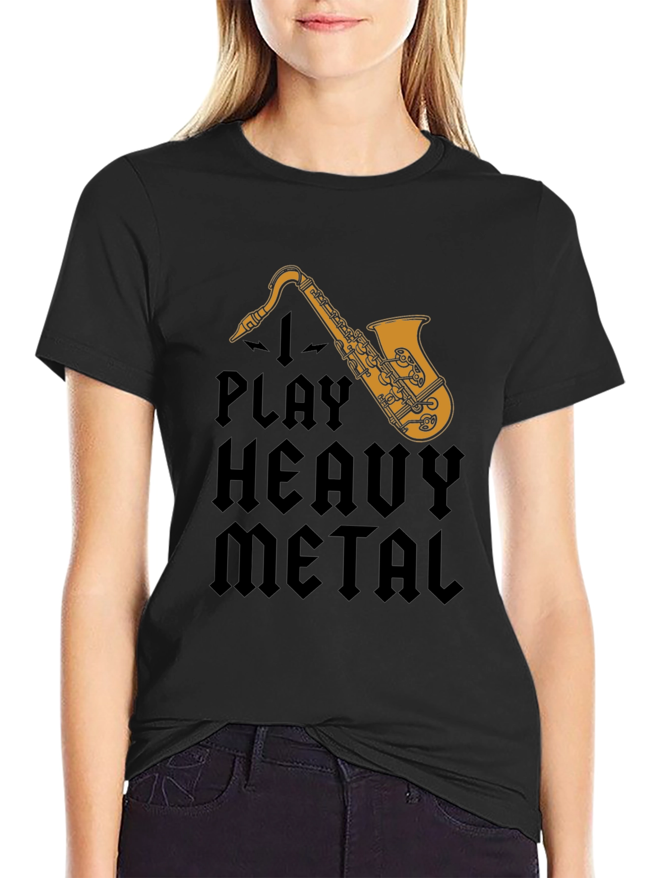 I Play Heavy Metal Saxophone Black T-Shirt