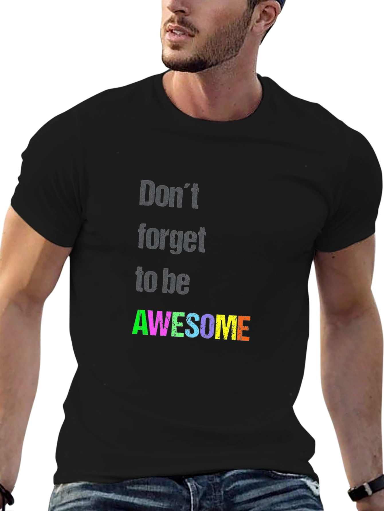 Awesome Graphic Tee - Black Short Sleeve T-Shirt
