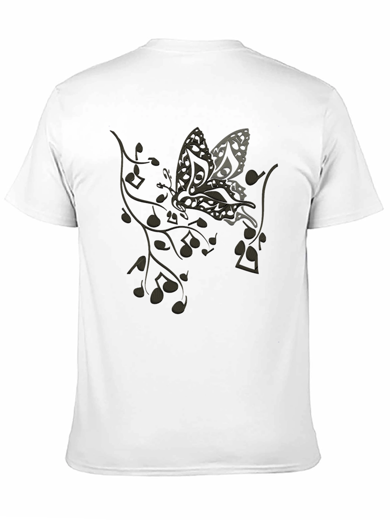 Musical Butterfly Graphic Tee - Black Casual T-Shirt