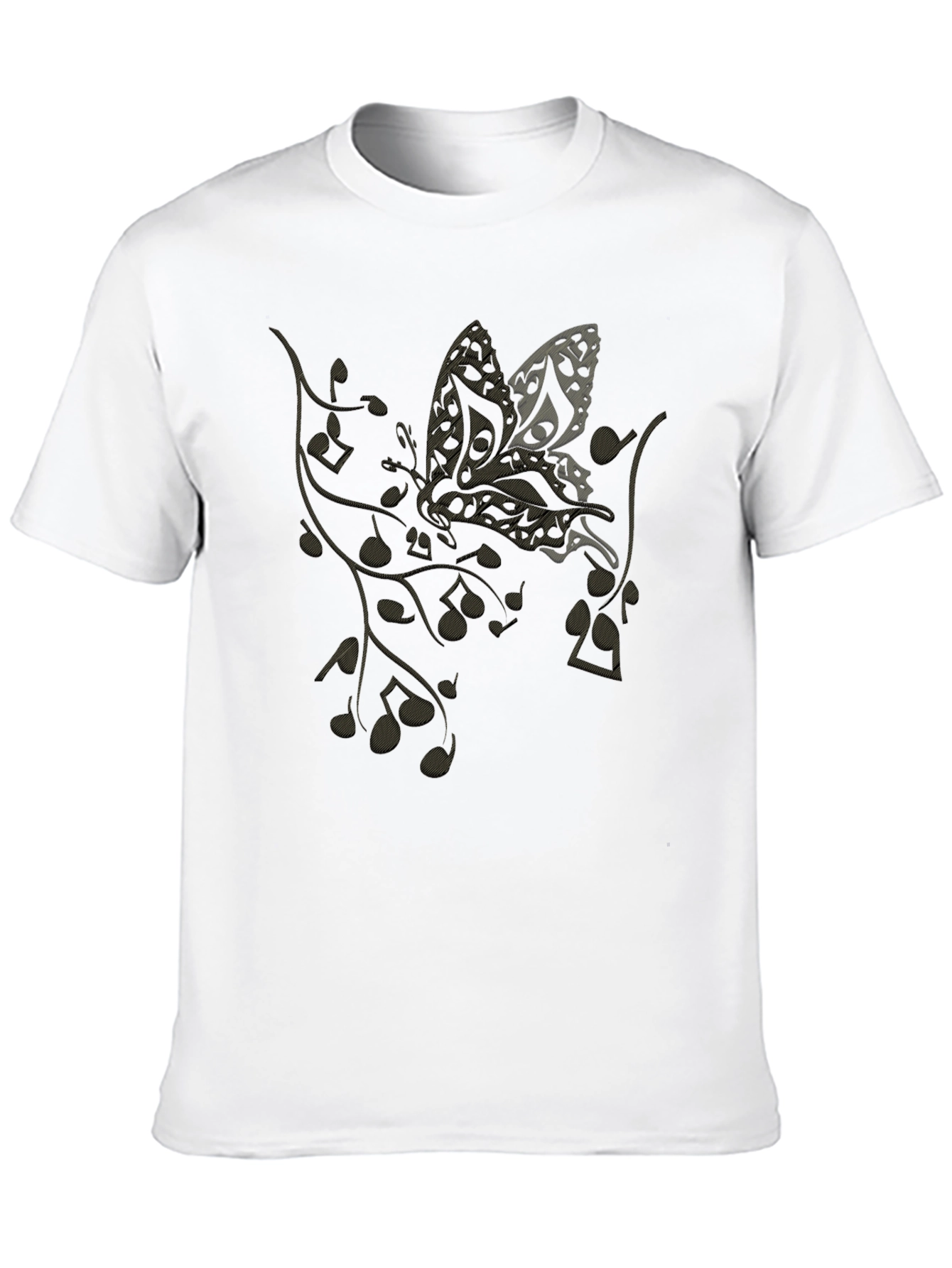 Musical Butterfly Graphic Tee - Black Casual T-Shirt