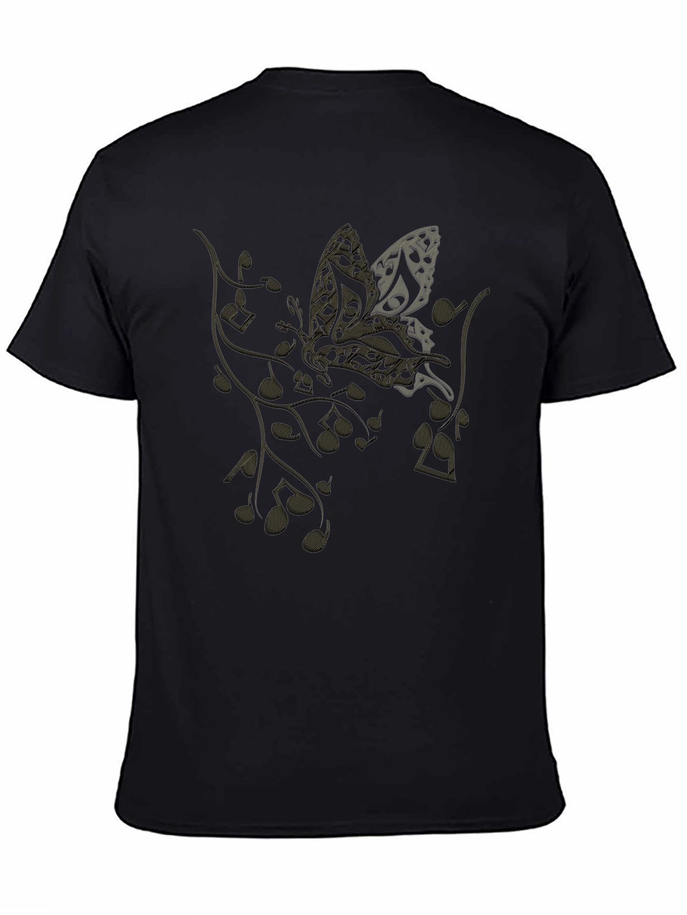 Musical Butterfly Graphic Tee - Black Casual T-Shirt
