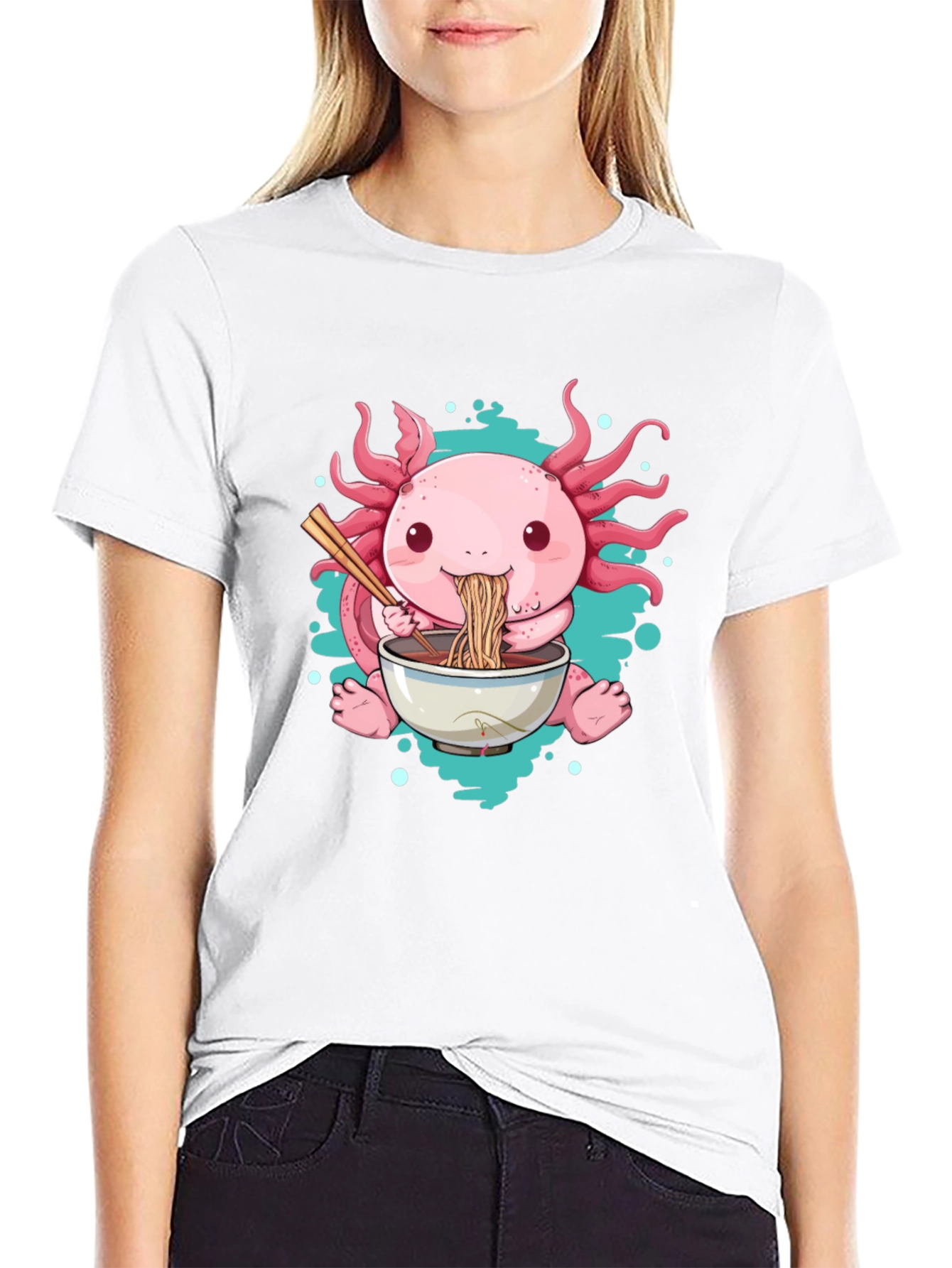 Axolotl Ramen T-Shirt - Cute Cartoon Tee
