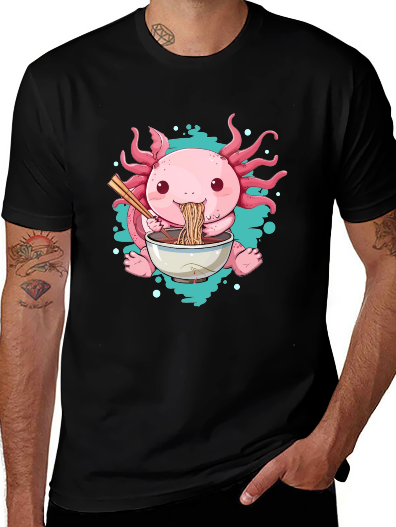Axolotl Ramen T-Shirt - Cute Cartoon Tee