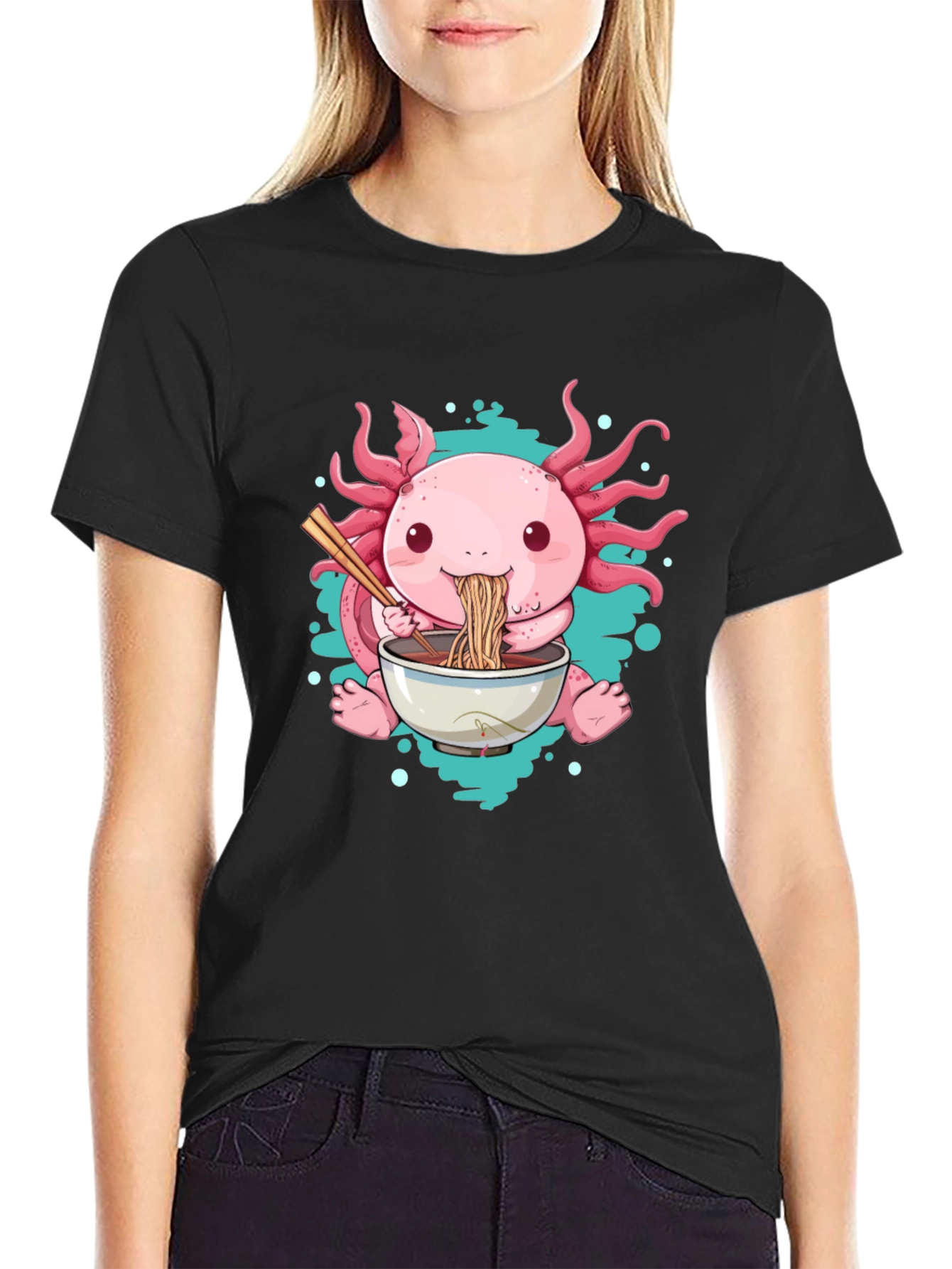 Axolotl Ramen T-Shirt - Cute Cartoon Tee