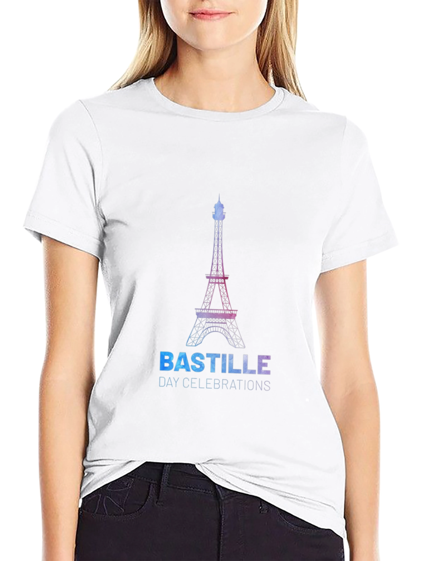 Bastille Day Eiffel Tower Graphic Tee - Black
