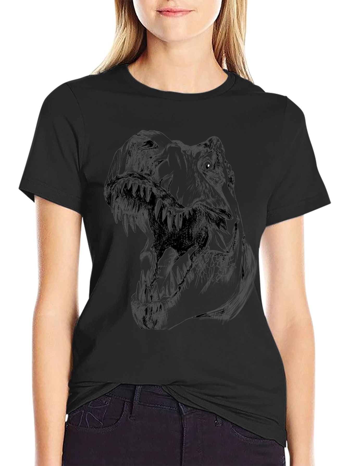 Dino T-Rex Graphic Tee - Mens Black Dinosaur Shirt