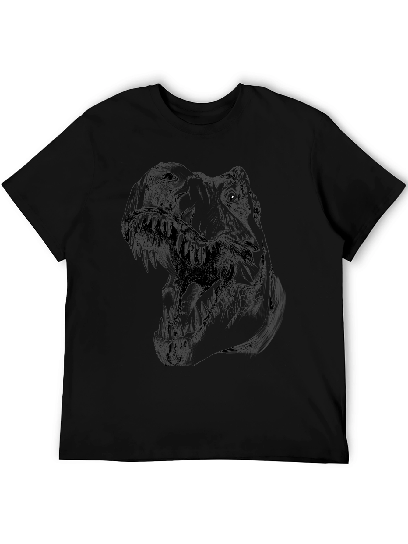 Dino T-Rex Graphic Tee - Mens Black Dinosaur Shirt