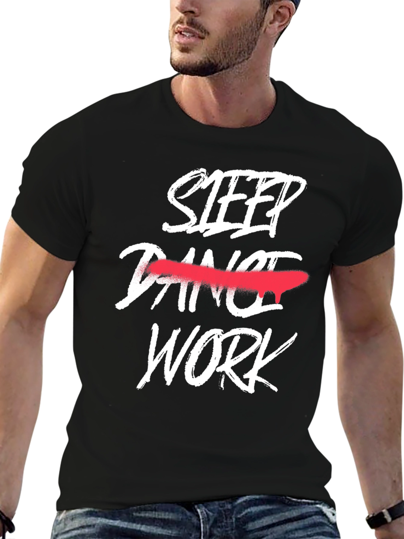 Sleep Work Tee - Black Graphic T-Shirt