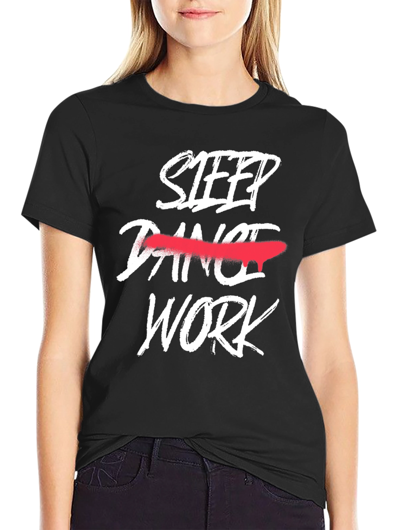 Sleep Work Tee - Black Graphic T-Shirt