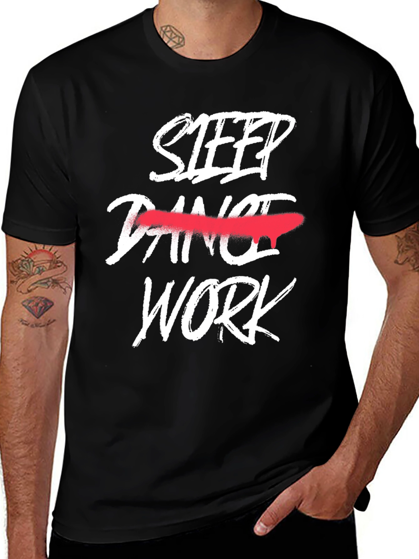 Sleep Work Tee - Black Graphic T-Shirt