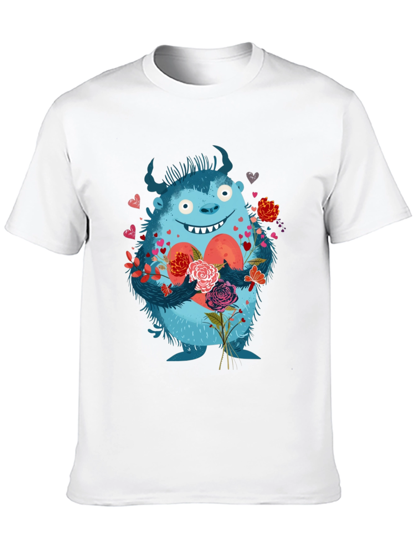 Monster Love T-Shirt - Heart & Flowers Graphic Tee