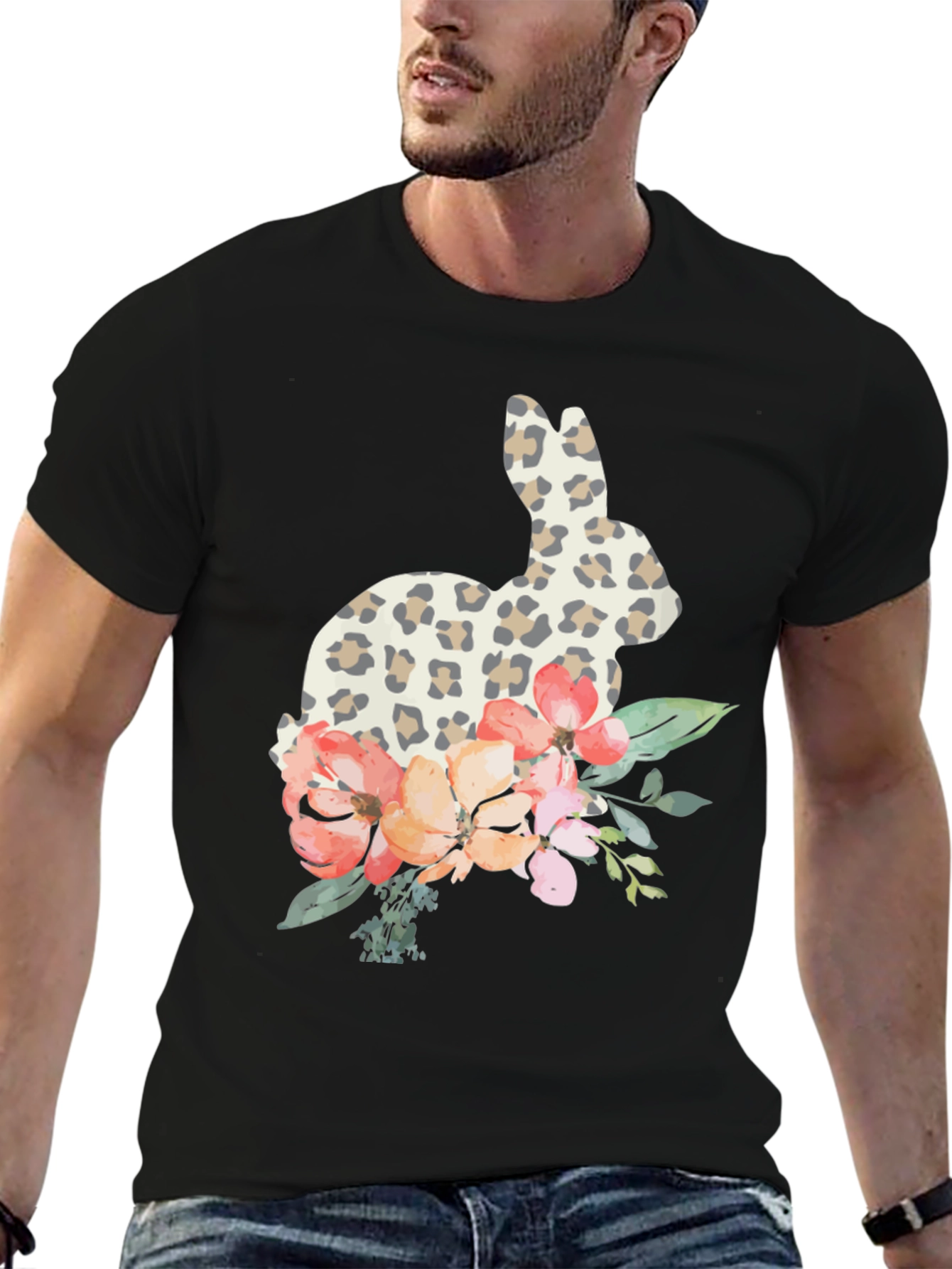 Floral Bunny Graphic Tee - Easter Spring Casual