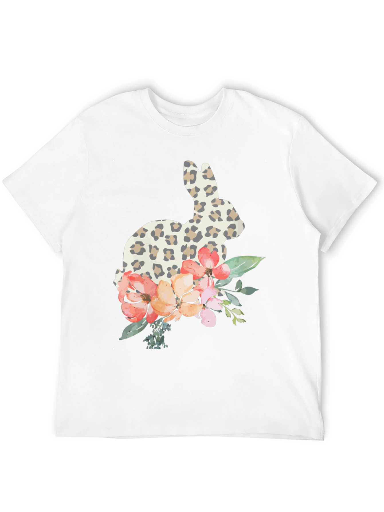 Floral Bunny Graphic Tee - Easter Spring Casual